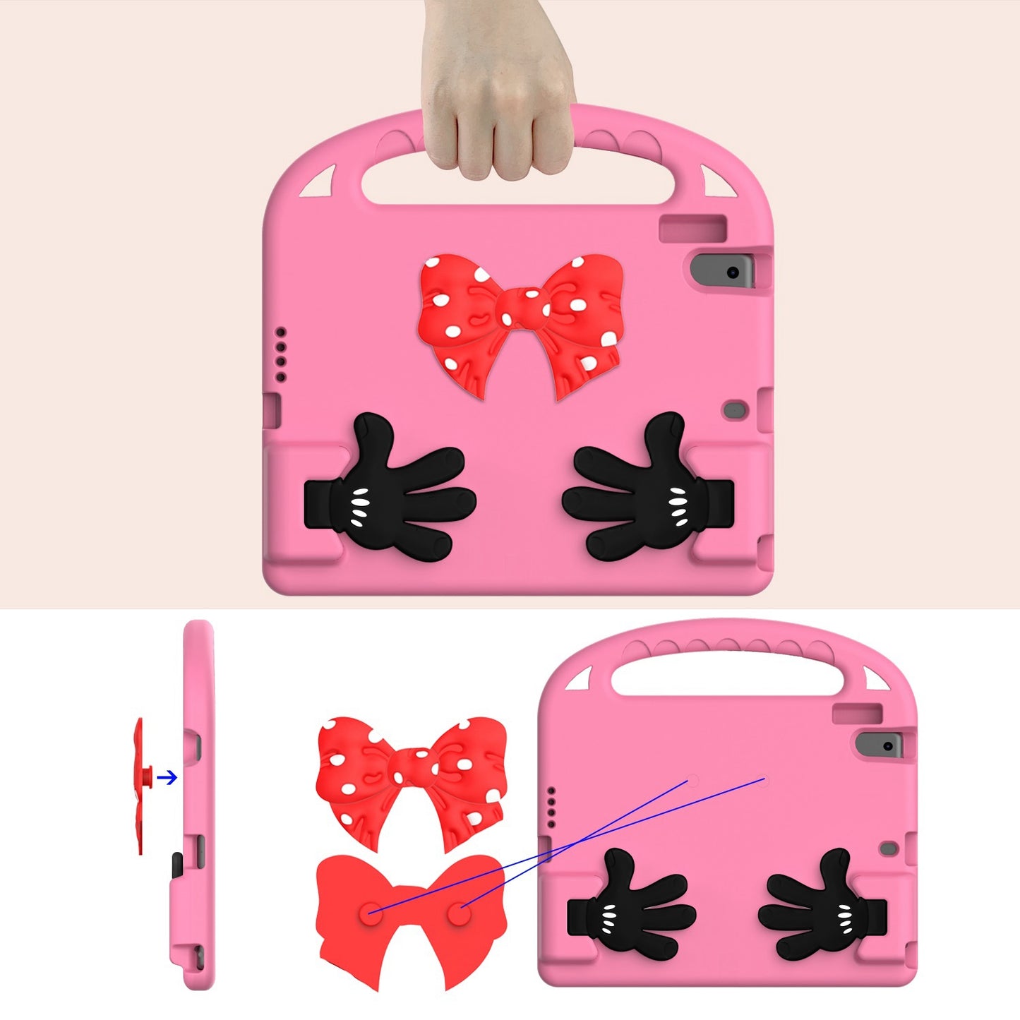 For iPad 9.7-inch (2017)/(2018)/iPad Pro 9.7-inch (2016)/iPad Air (2013)/Air 2 EVA Tablet Protective Case Palm Shape Kickstand Hand-held Grip Cover