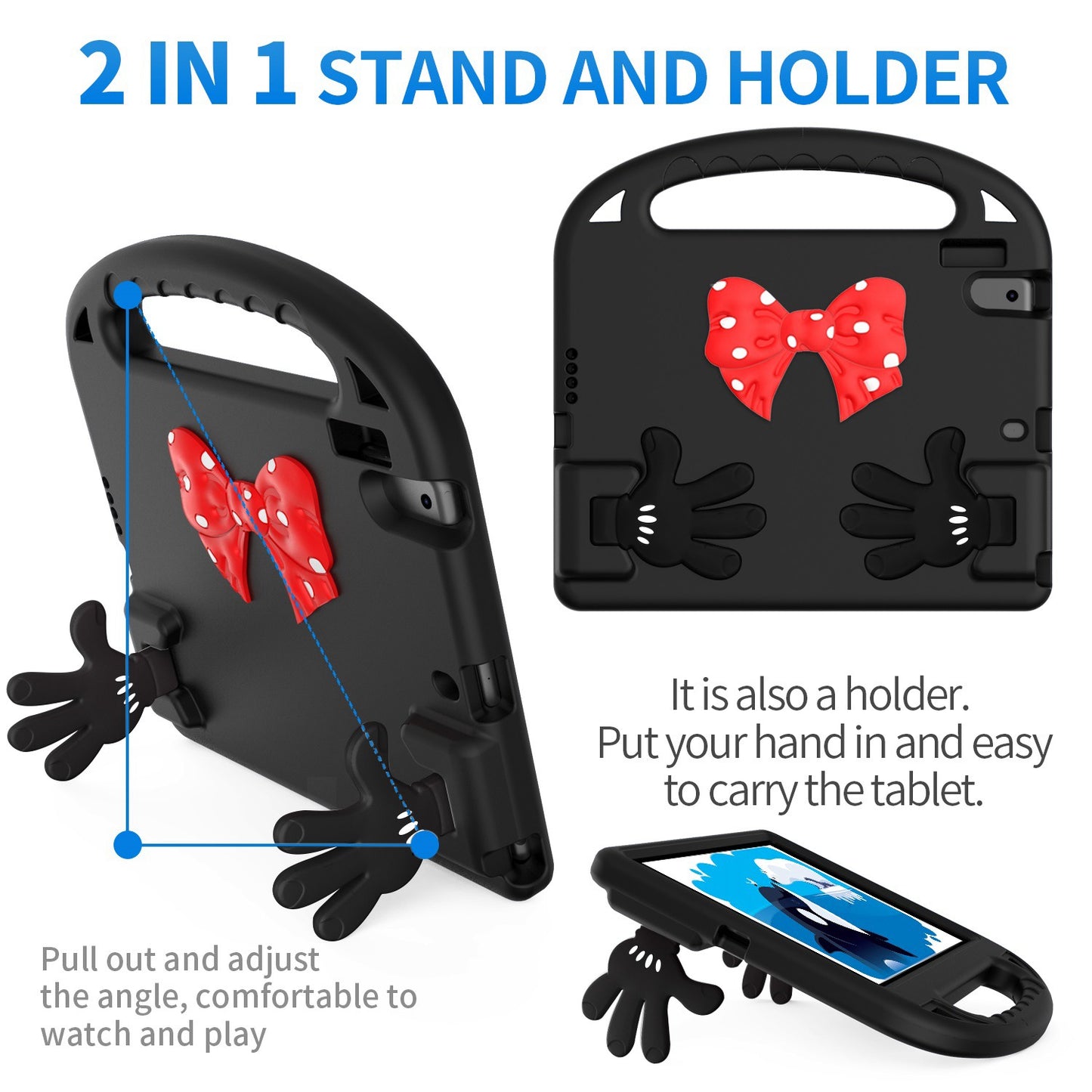 For iPad 9.7-inch (2017)/(2018)/iPad Pro 9.7-inch (2016)/iPad Air (2013)/Air 2 EVA Tablet Protective Case Palm Shape Kickstand Hand-held Grip Cover