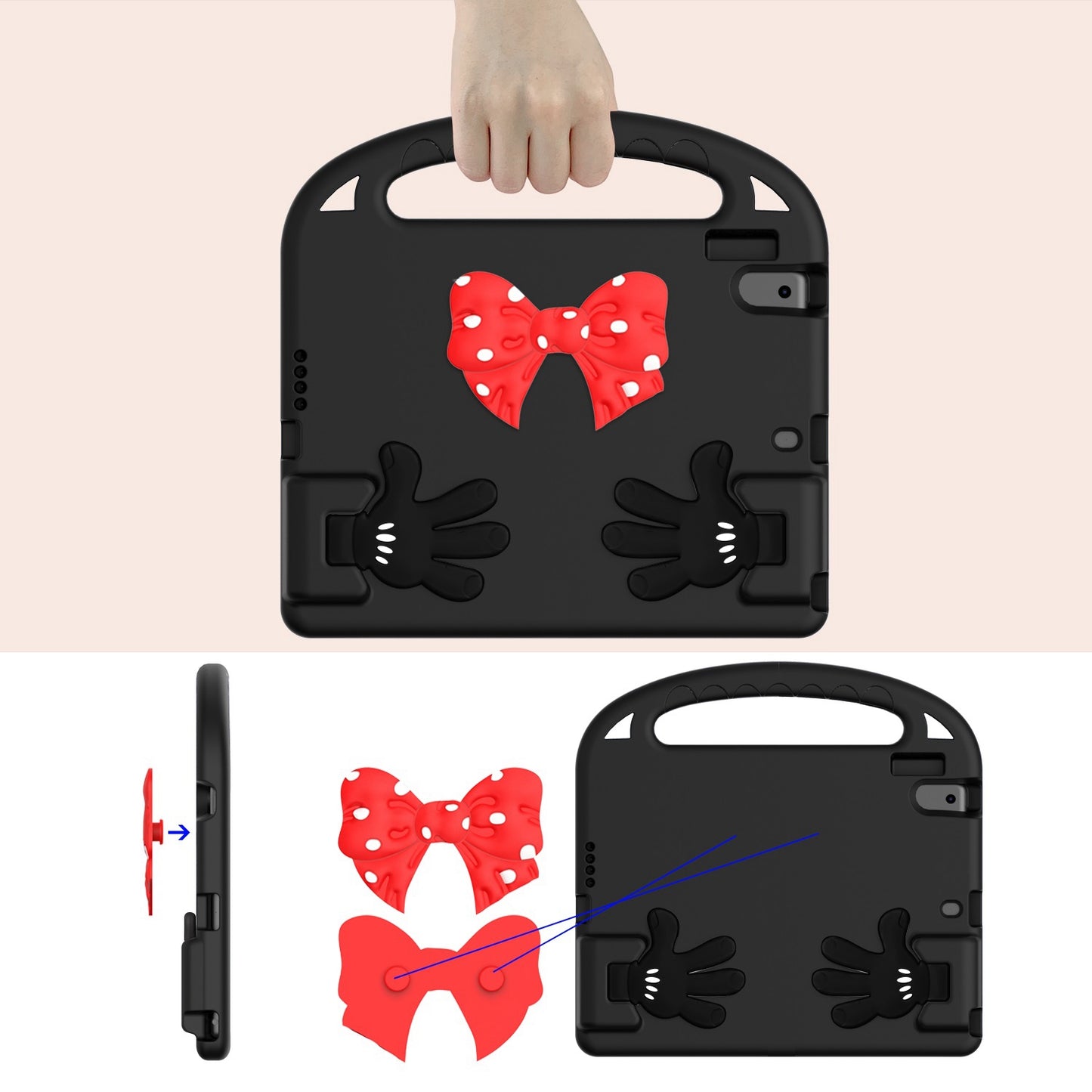 For iPad 9.7-inch (2017)/(2018)/iPad Pro 9.7-inch (2016)/iPad Air (2013)/Air 2 EVA Tablet Protective Case Palm Shape Kickstand Hand-held Grip Cover