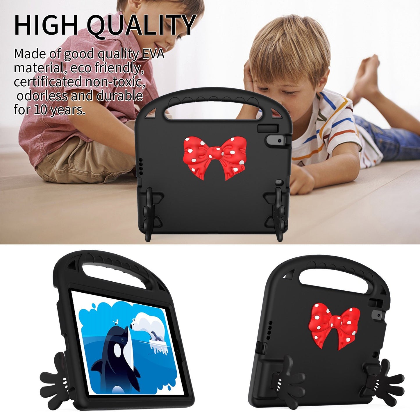 For iPad 9.7-inch (2017)/(2018)/iPad Pro 9.7-inch (2016)/iPad Air (2013)/Air 2 EVA Tablet Protective Case Palm Shape Kickstand Hand-held Grip Cover