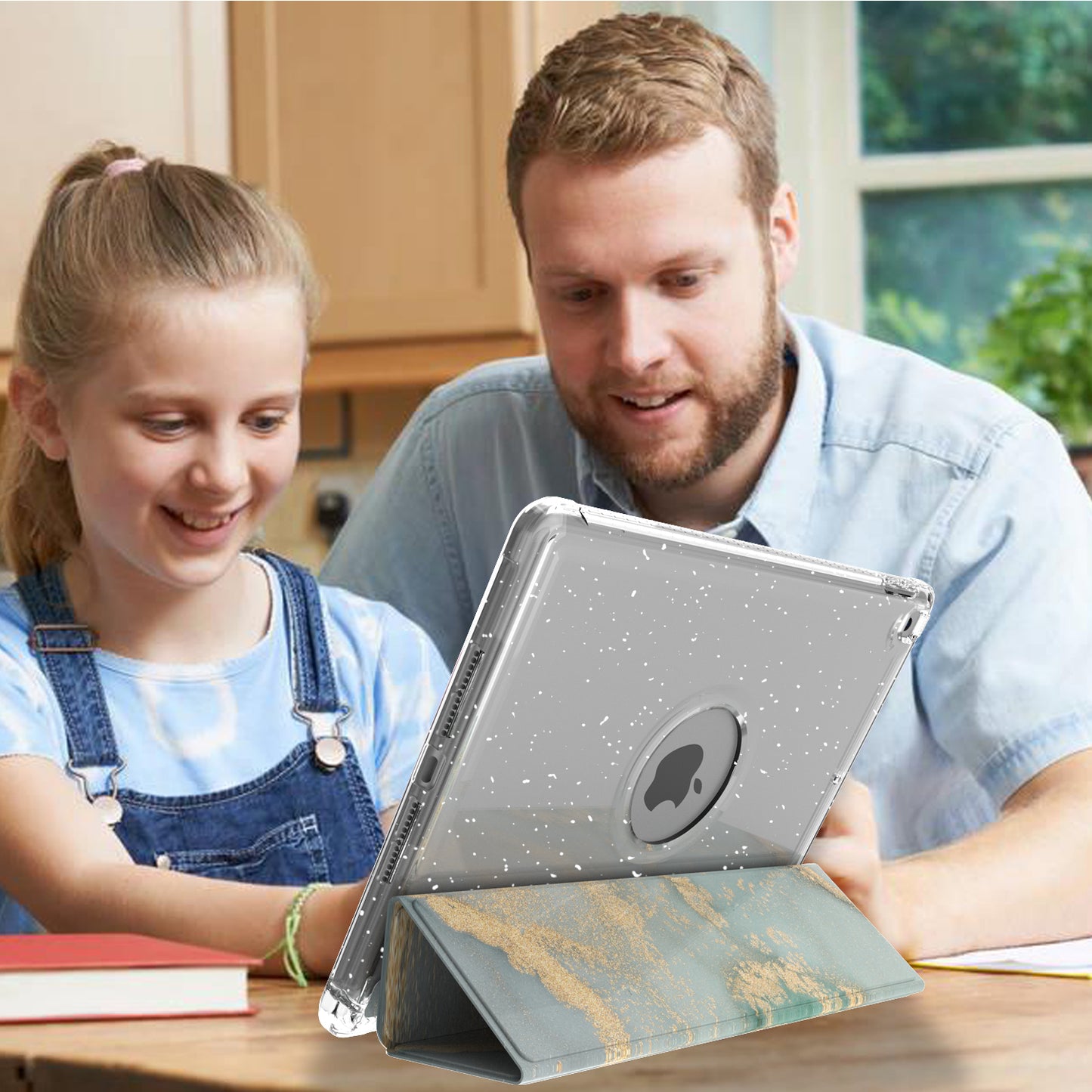 For iPad 10.2 (2021)/(2020)/(2019) Trifold Stand TPU+PU Leather Glittery Sequins Pattern Stylish Tablet Case Cover