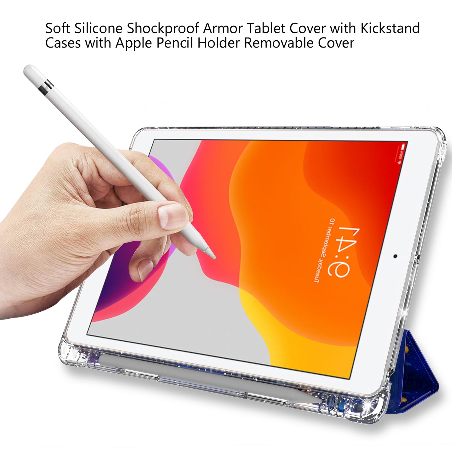 For iPad 10.2 (2021)/(2020)/(2019) Trifold Stand TPU+PU Leather Glittery Sequins Pattern Stylish Tablet Case Cover