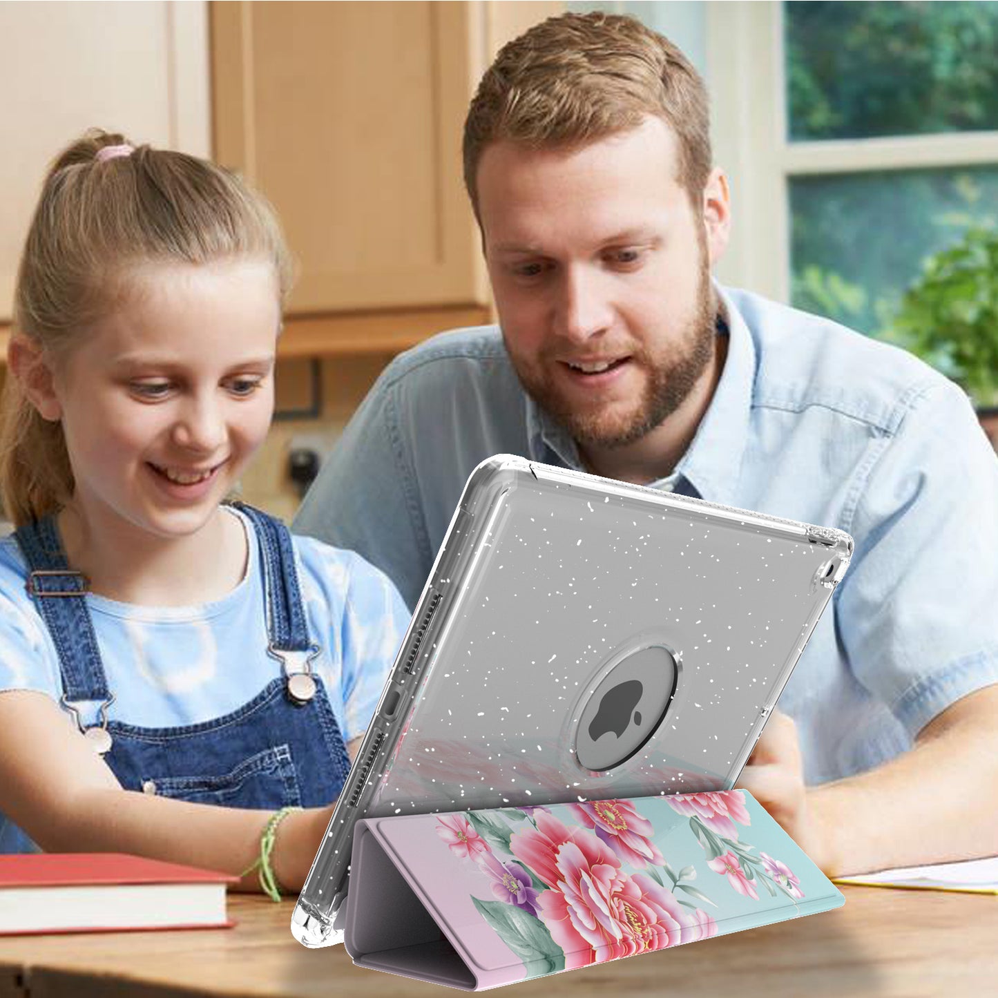 For iPad 10.2 (2021)/(2020)/(2019) Trifold Stand TPU+PU Leather Glittery Sequins Pattern Stylish Tablet Case Cover