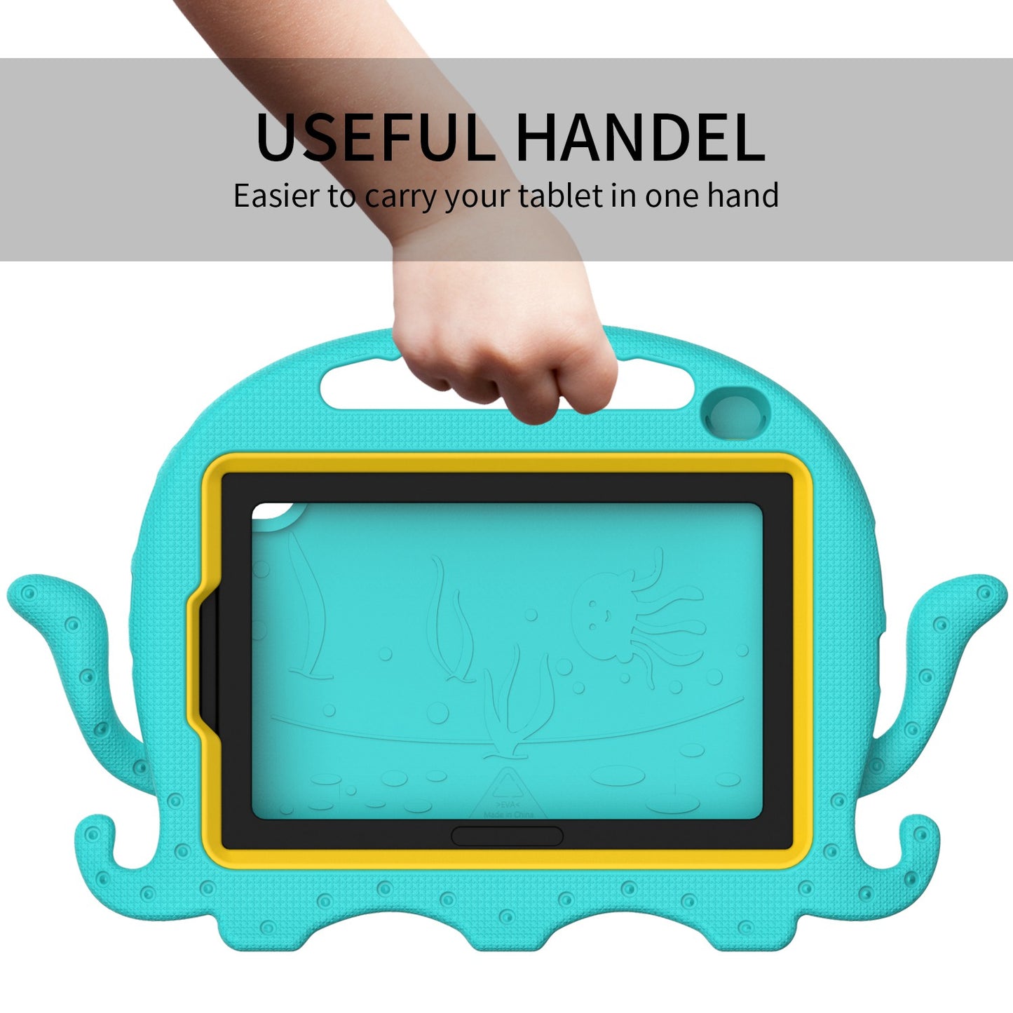 For iPad mini (2021) Cute Octopus Shape EVA Case Pen Slot Design Shockproof Tablet Cover with Handle and Shoulder Strap