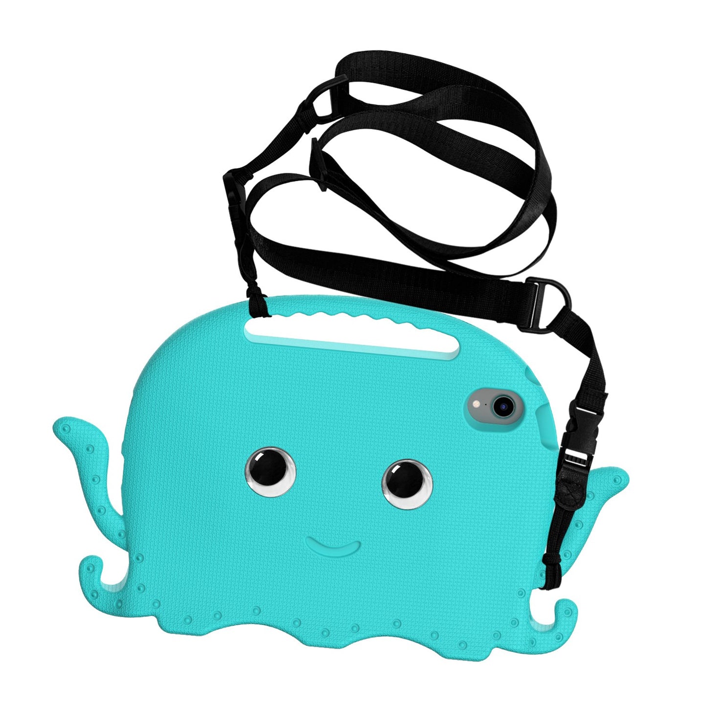 For iPad mini (2021) Cute Octopus Shape EVA Case Pen Slot Design Shockproof Tablet Cover with Handle and Shoulder Strap
