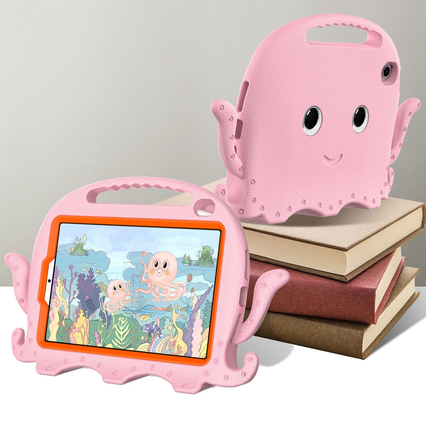 For iPad mini (2021) Cute Octopus Shape EVA Case Pen Slot Design Shockproof Tablet Cover with Handle and Shoulder Strap