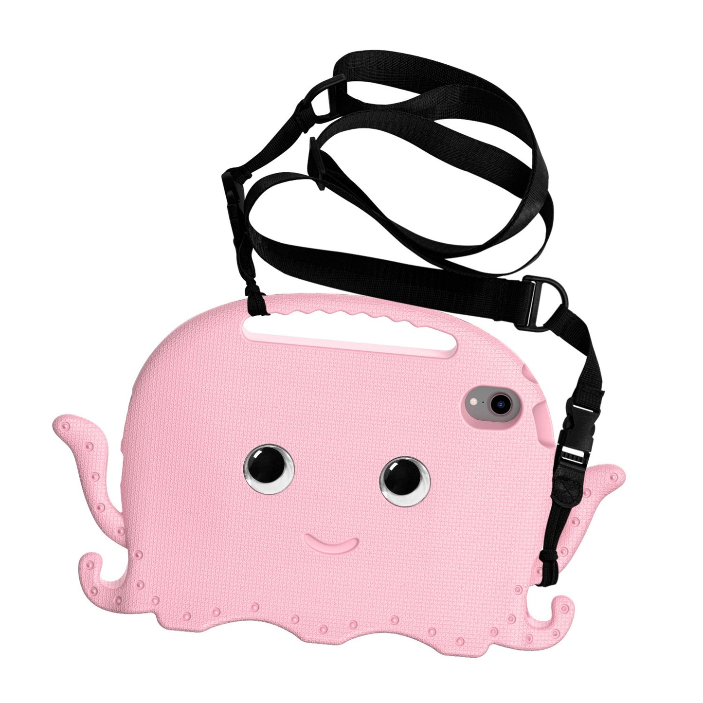 For iPad mini (2021) Cute Octopus Shape EVA Case Pen Slot Design Shockproof Tablet Cover with Handle and Shoulder Strap