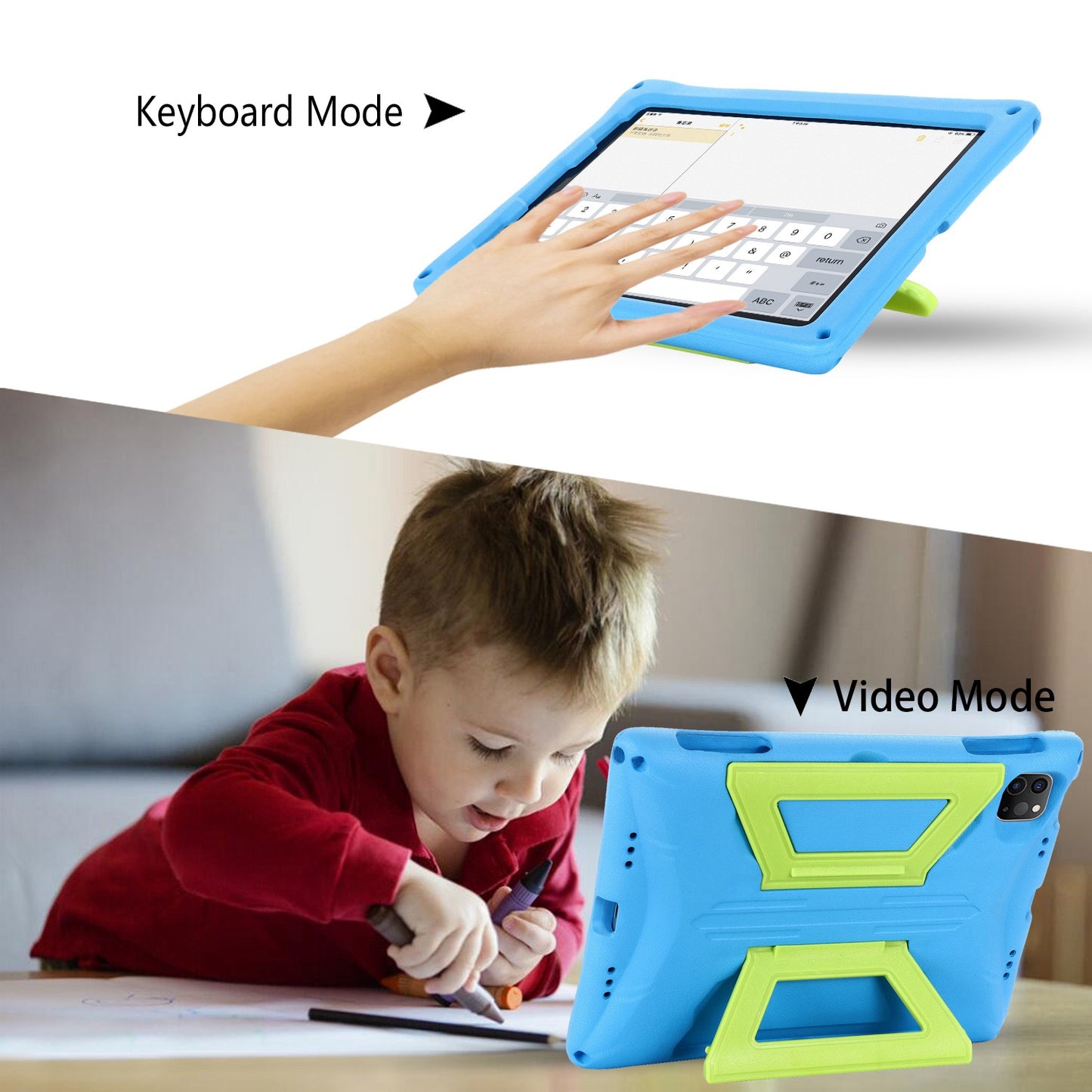 For iPad Air (2022)/(2020)/iPad Pro 11-inch (2018)/(2020)/(2021) Portable Handle Kickstand Tablet Case EVA + PC Cover with Shoulder Strap