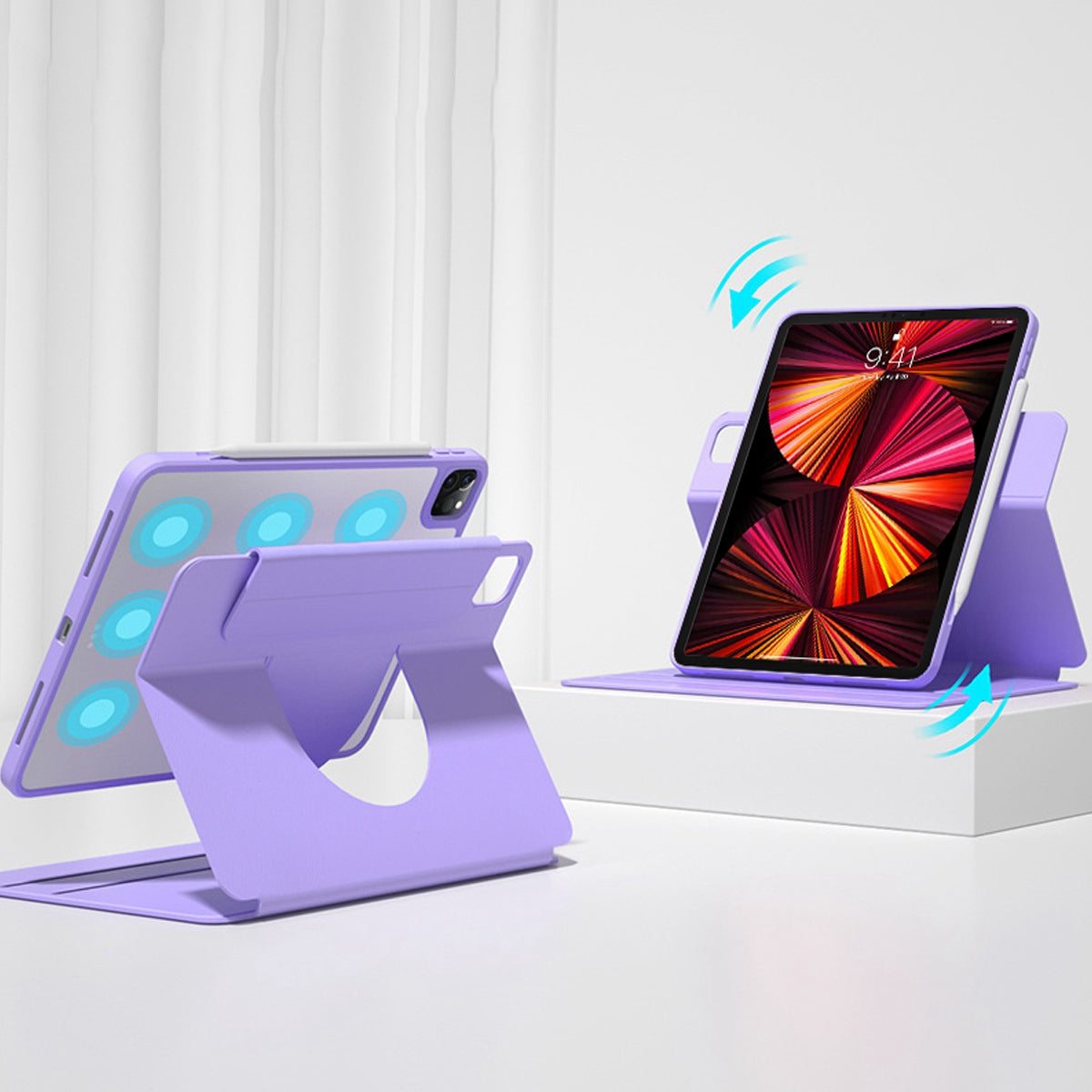 For iPad Pro 11-inch (2021) (2020) (2018) Skin-touch Shockproof Case 360-degree Rotating 2 in 1 Detachable Tablet Cover with Stand