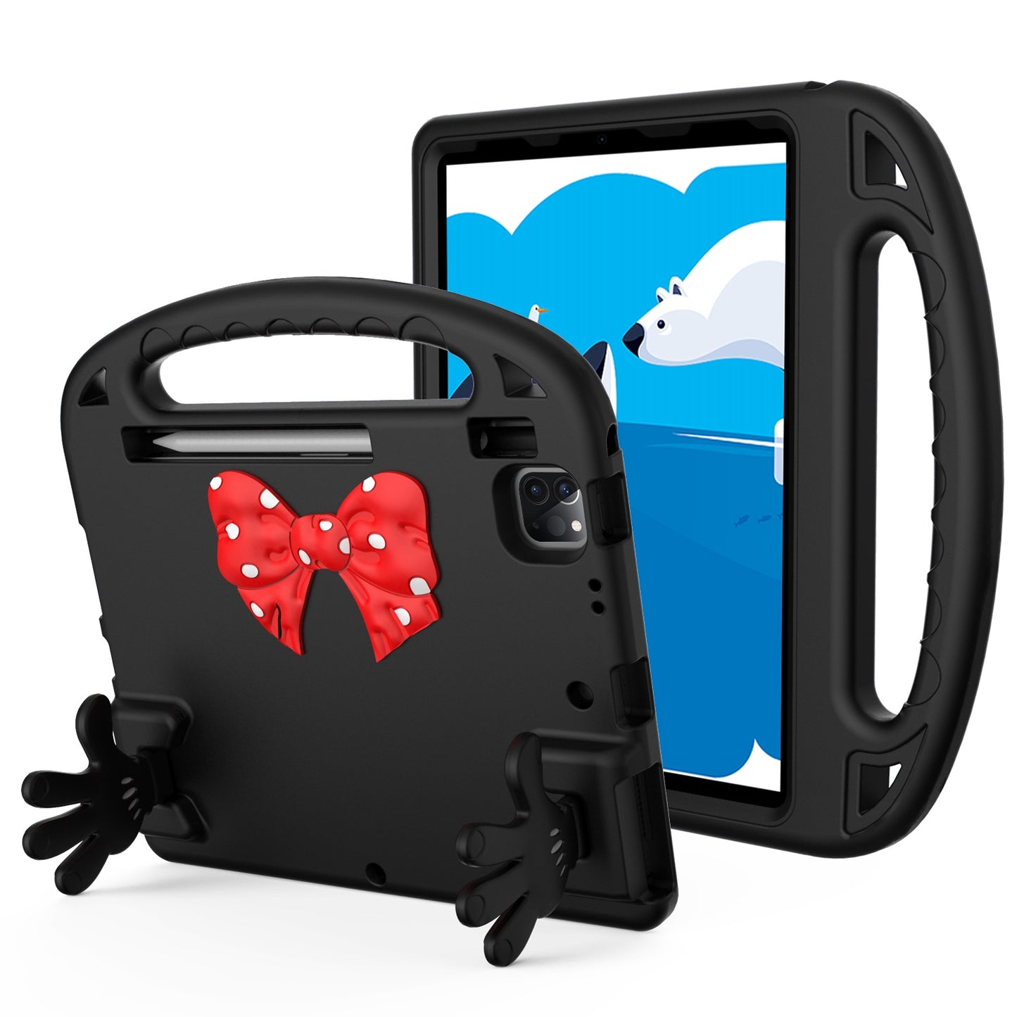 For iPad Air (2022)/(2020)/iPad Pro 11-inch (2021)/(2020)/(2018) Mini Palm Shape Kickstand Hand Grip EVA Case Shockproof Tablet Cover with Pen Slot