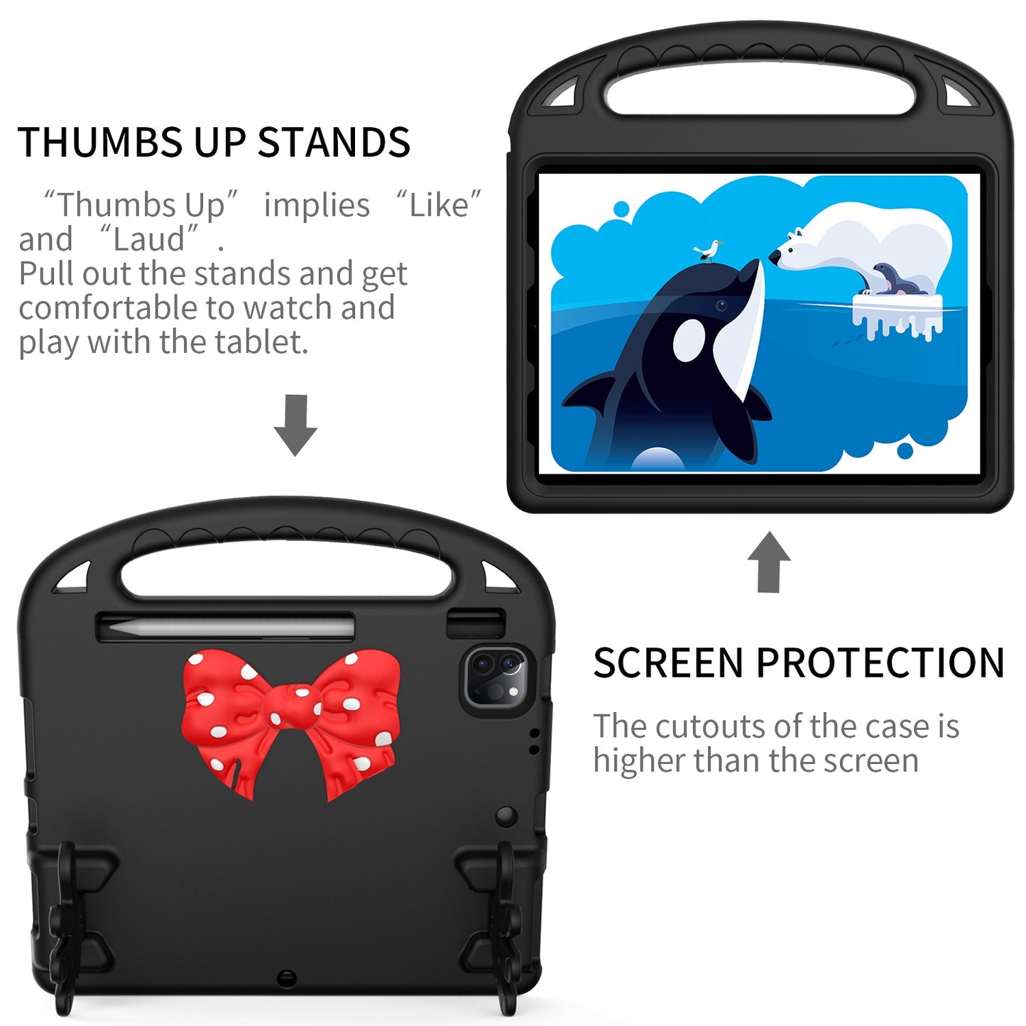 For iPad Air (2022)/(2020)/iPad Pro 11-inch (2021)/(2020)/(2018) Mini Palm Shape Kickstand Hand Grip EVA Case Shockproof Tablet Cover with Pen Slot
