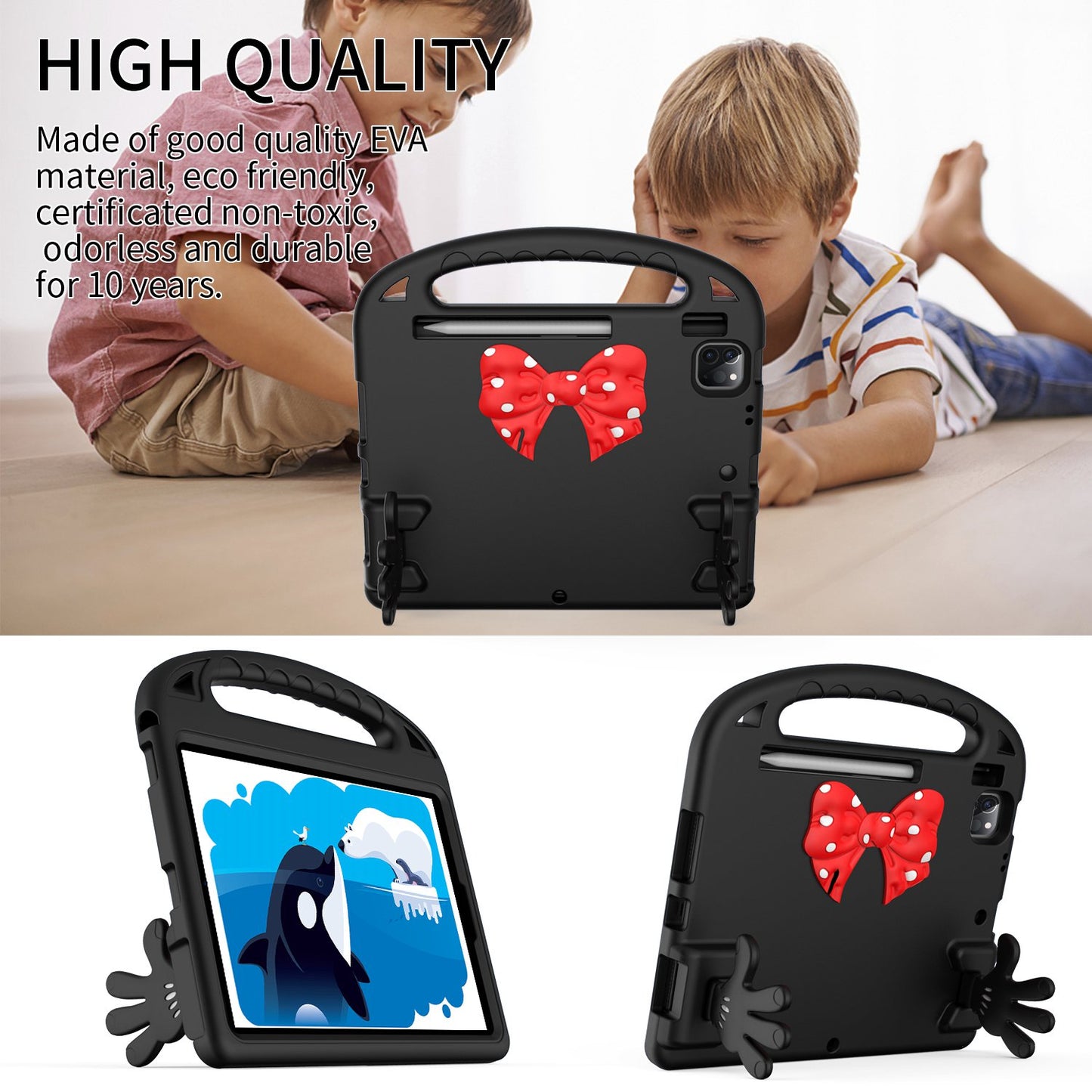 For iPad Air (2022)/(2020)/iPad Pro 11-inch (2021)/(2020)/(2018) Mini Palm Shape Kickstand Hand Grip EVA Case Shockproof Tablet Cover with Pen Slot