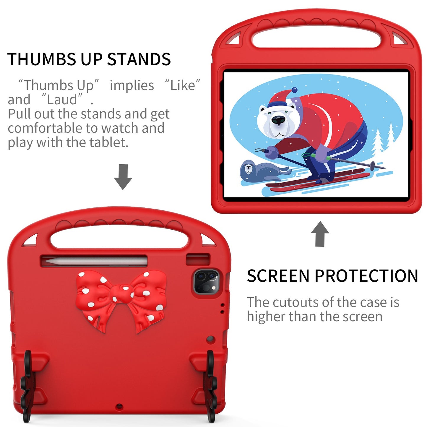 For iPad Air (2022)/(2020)/iPad Pro 11-inch (2021)/(2020)/(2018) Mini Palm Shape Kickstand Hand Grip EVA Case Shockproof Tablet Cover with Pen Slot