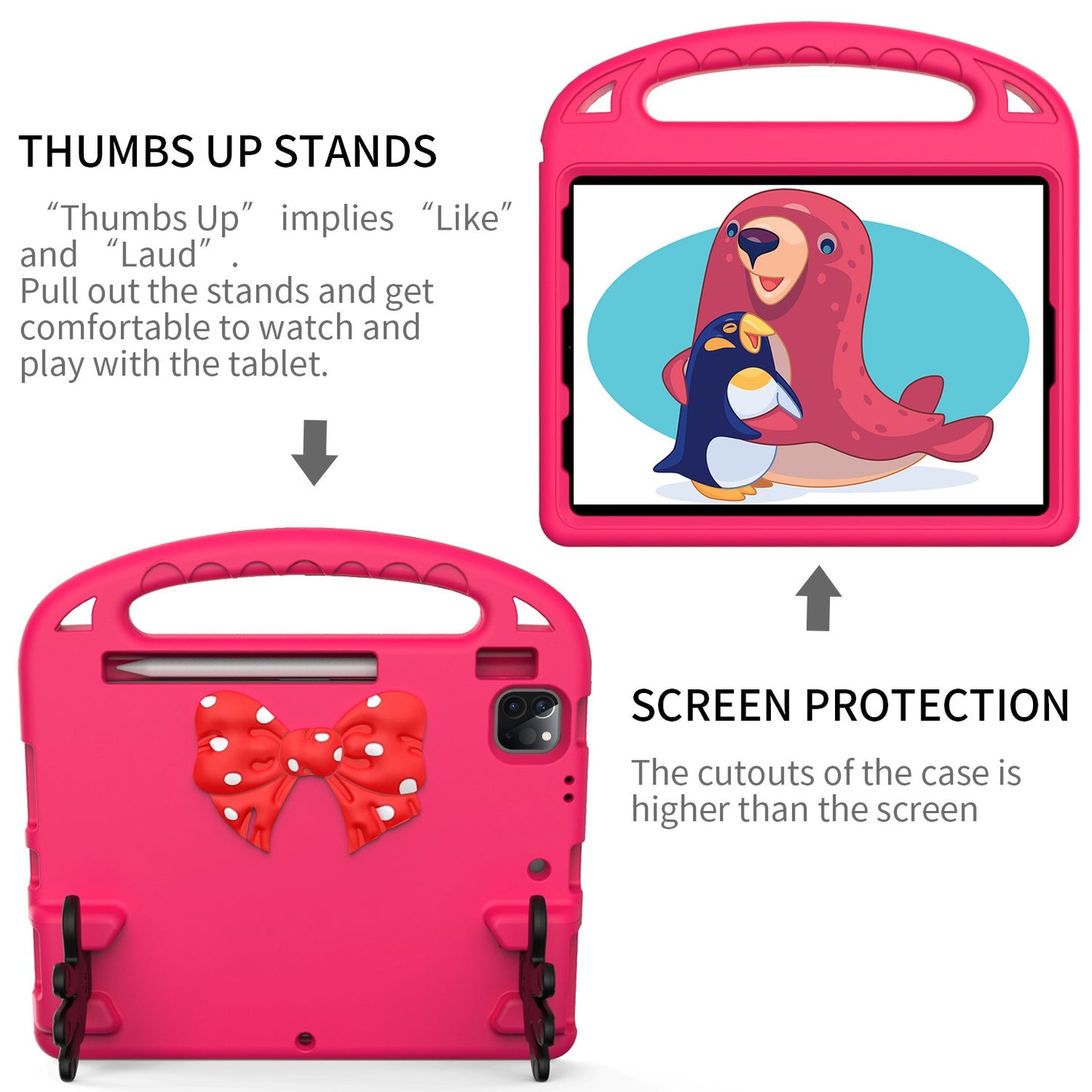 For iPad Air (2022)/(2020)/iPad Pro 11-inch (2021)/(2020)/(2018) Mini Palm Shape Kickstand Hand Grip EVA Case Shockproof Tablet Cover with Pen Slot