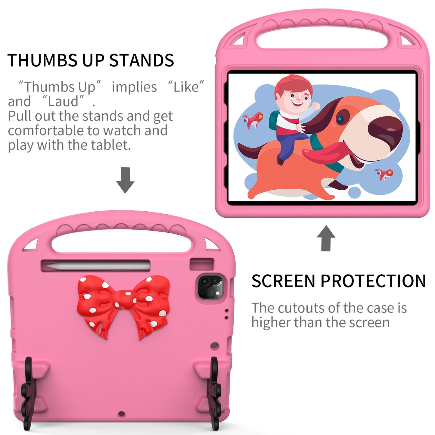 For iPad Air (2022)/(2020)/iPad Pro 11-inch (2021)/(2020)/(2018) Mini Palm Shape Kickstand Hand Grip EVA Case Shockproof Tablet Cover with Pen Slot
