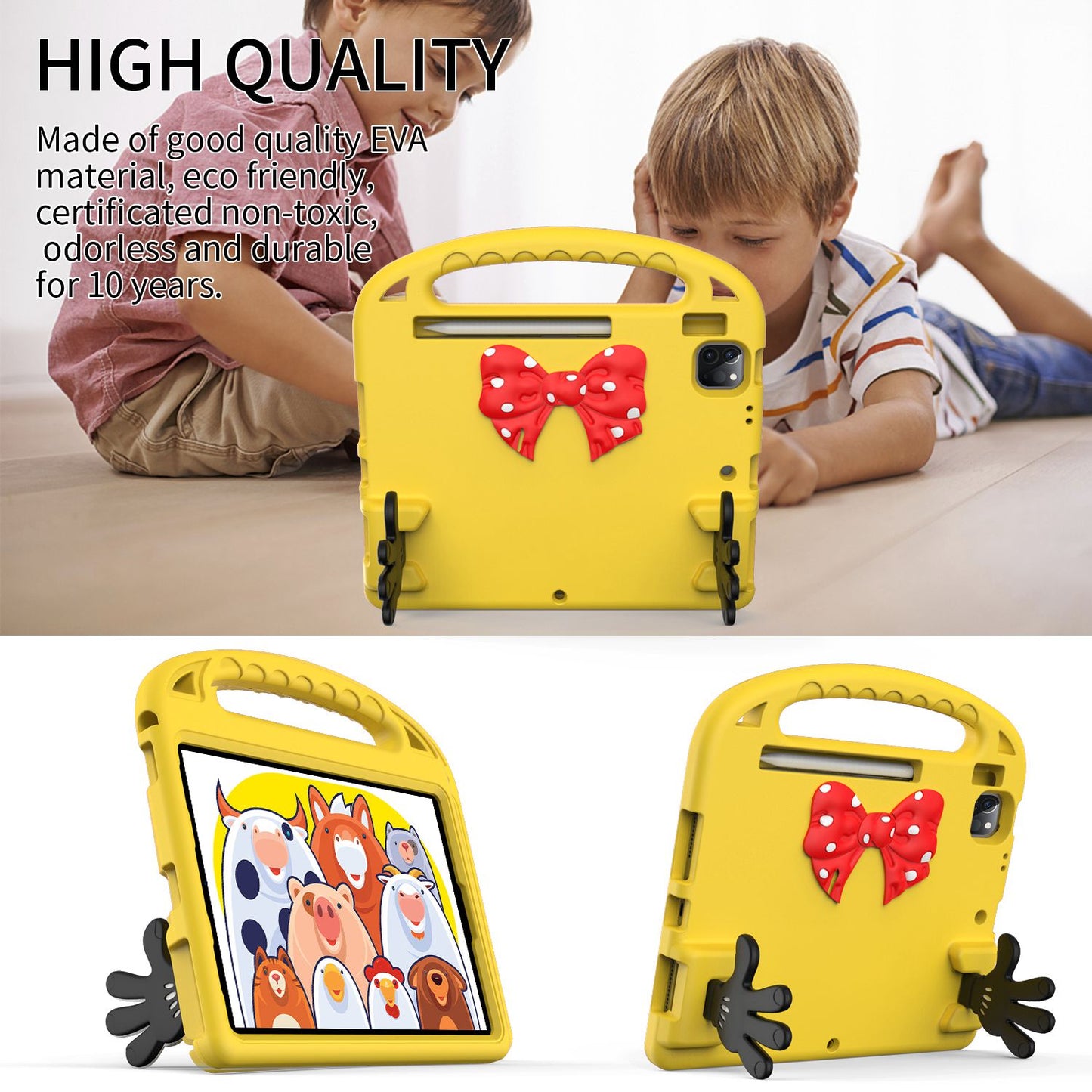 For iPad Air (2022)/(2020)/iPad Pro 11-inch (2021)/(2020)/(2018) Mini Palm Shape Kickstand Hand Grip EVA Case Shockproof Tablet Cover with Pen Slot