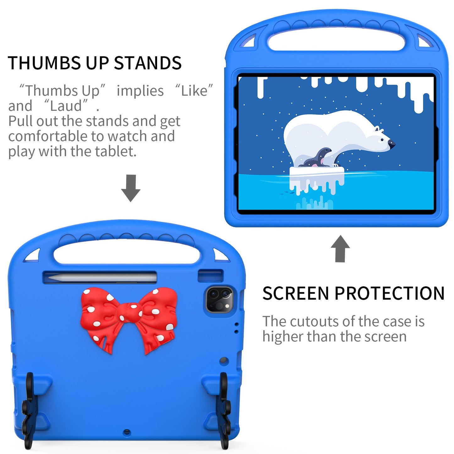 For iPad Air (2022)/(2020)/iPad Pro 11-inch (2021)/(2020)/(2018) Mini Palm Shape Kickstand Hand Grip EVA Case Shockproof Tablet Cover with Pen Slot
