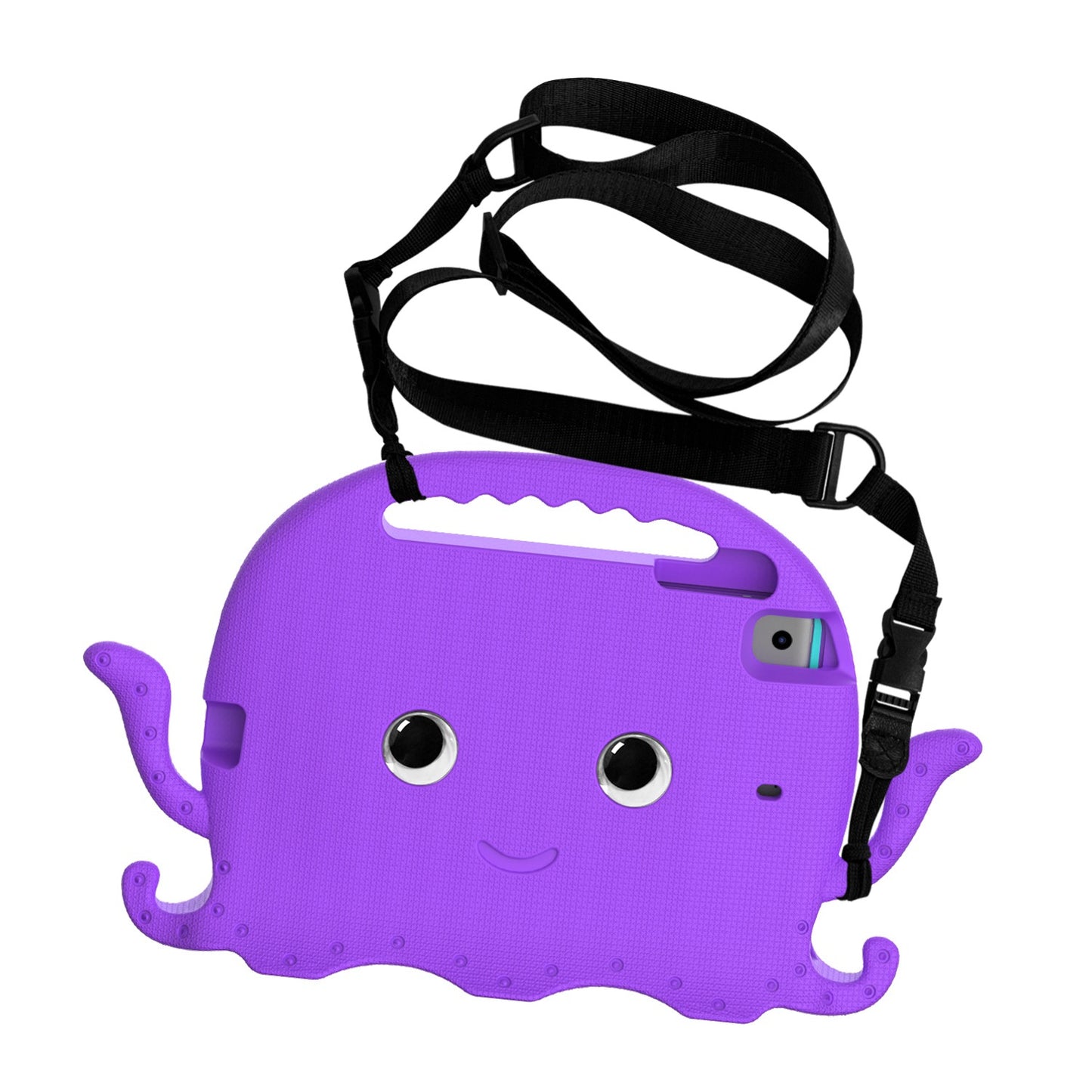 For iPad Mini/Mini 2/mini 3/mini 4/mini (2019) 7.9 inch EVA Tablet Case Cute Cartoon Octopus Protective Cover Pen Slot Design Anti-drop Case with Handle and Shoulder Strap