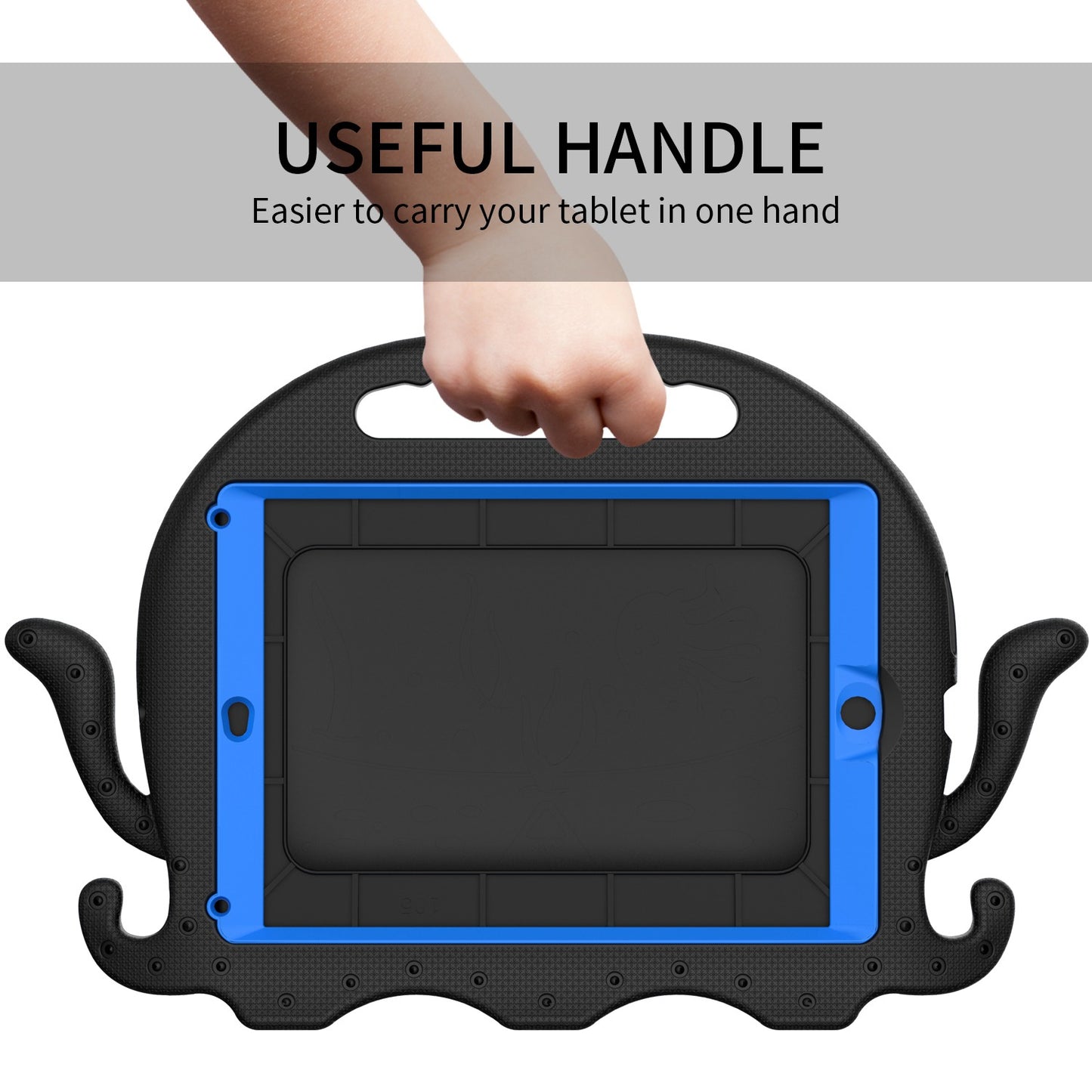 For iPad 9.7-inch (2017)/(2018)/iPad Pro 9.7 inch (2016) Portable EVA Case Cute Cartoon Octopus Pen Slot Design Anti-drop Tablet Protective Cover with Handle and Shoulder Strap