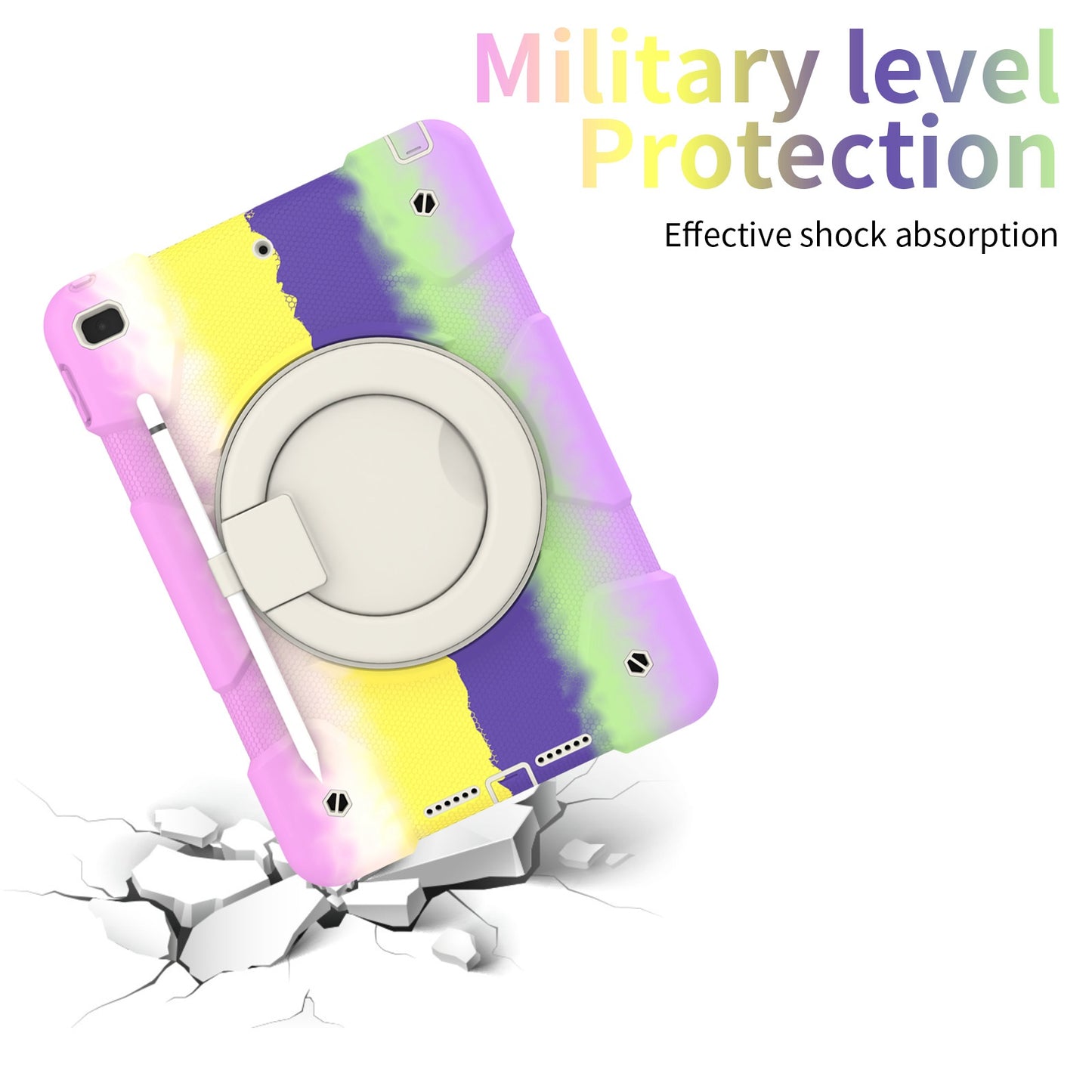 For iPad 10.2 (2021)/(2019)/(2020) Shockproof Case Anti-fall Colorful Tablet Cover Scratch Resistant Portable Protective Case with Kickstand/Pencil Holder