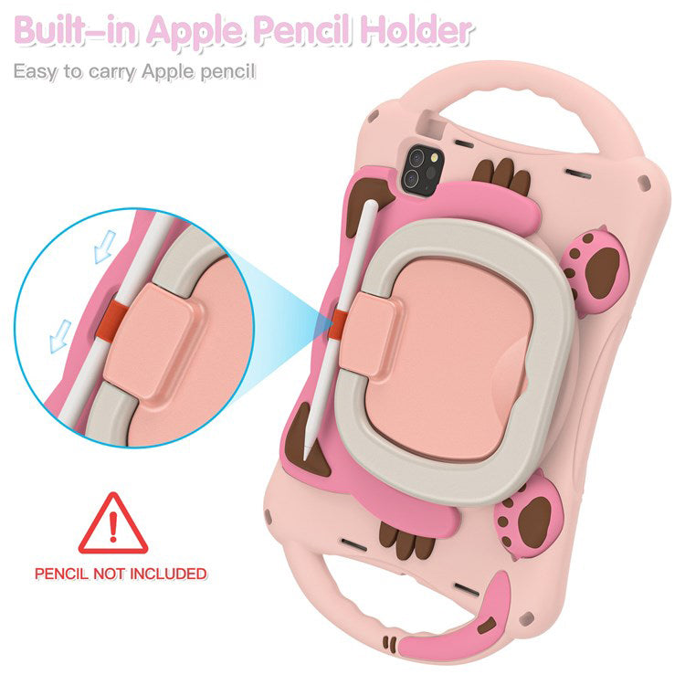 For iPad Air (2022)/(2020)/iPad Pro 11-inch (2021)/(2020)/(2018) PC + Silicone Rotating Kickstand Handle Grip Case Rugged Impact Drop Protection Cover with Pencil Holder
