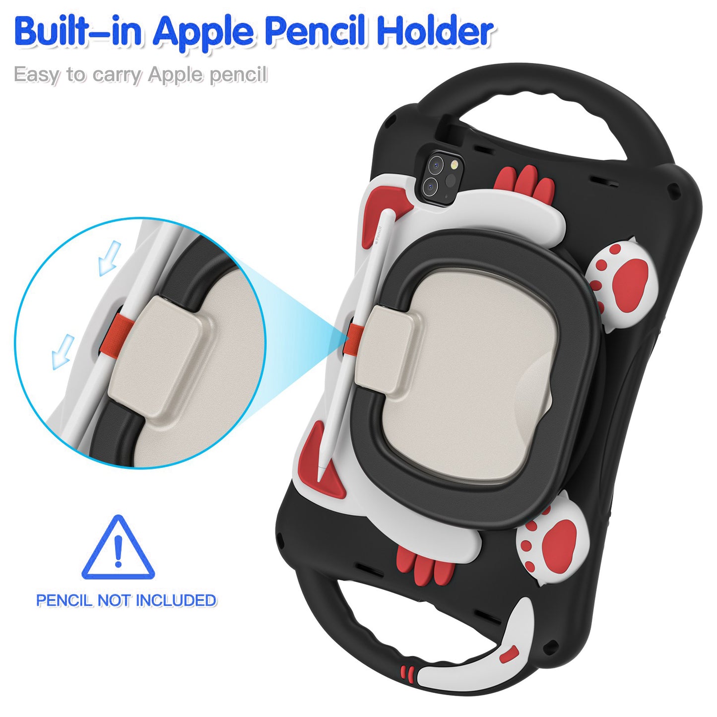 For iPad Air (2022)/(2020)/iPad Pro 11-inch (2021)/(2020)/(2018) PC + Silicone Rotating Kickstand Handle Grip Case Rugged Impact Drop Protection Cover with Pencil Holder