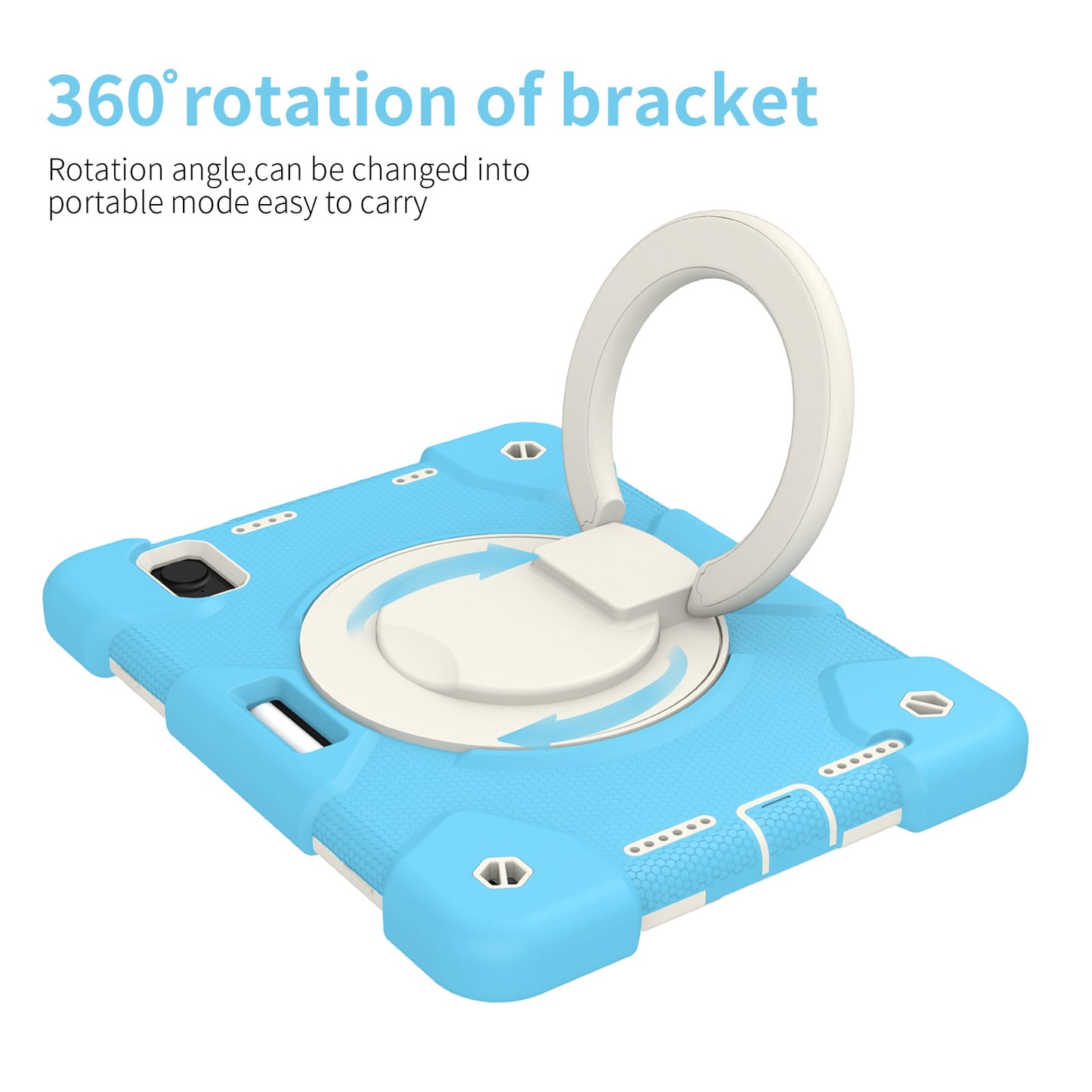 For iPad mini (2021) Case Hard PC + Soft Silicone Shockproof Kickstand Cover with Pencil Holder and Shoulder Strap