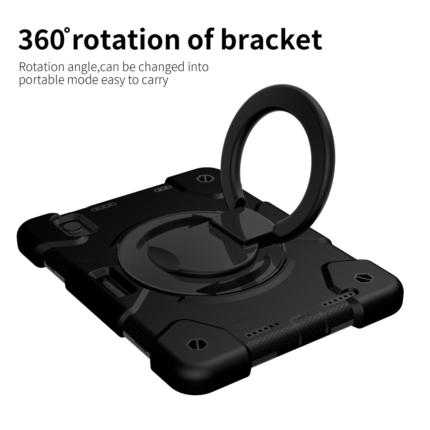 For iPad mini (2021) Case Hard PC + Soft Silicone Shockproof Kickstand Cover with Pencil Holder and Shoulder Strap