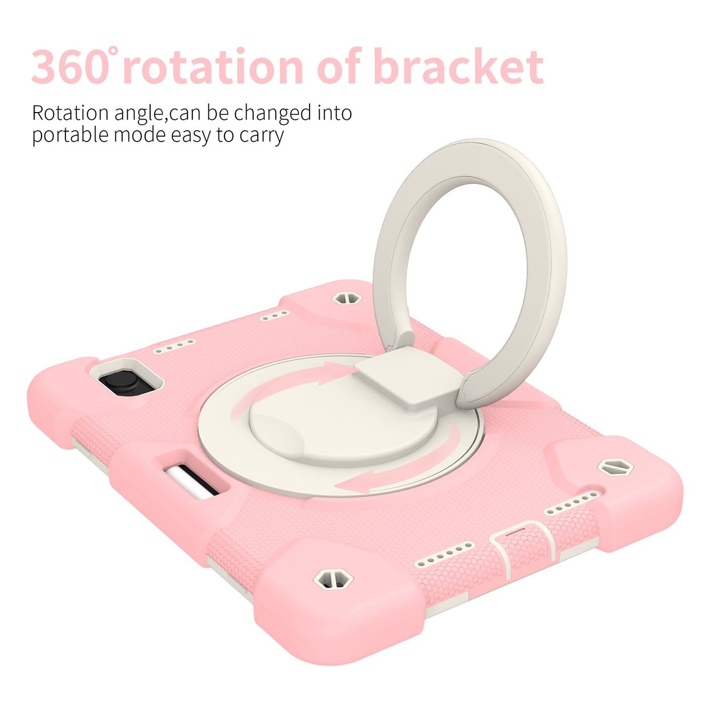 For iPad mini (2021) Case Hard PC + Soft Silicone Shockproof Kickstand Cover with Pencil Holder and Shoulder Strap