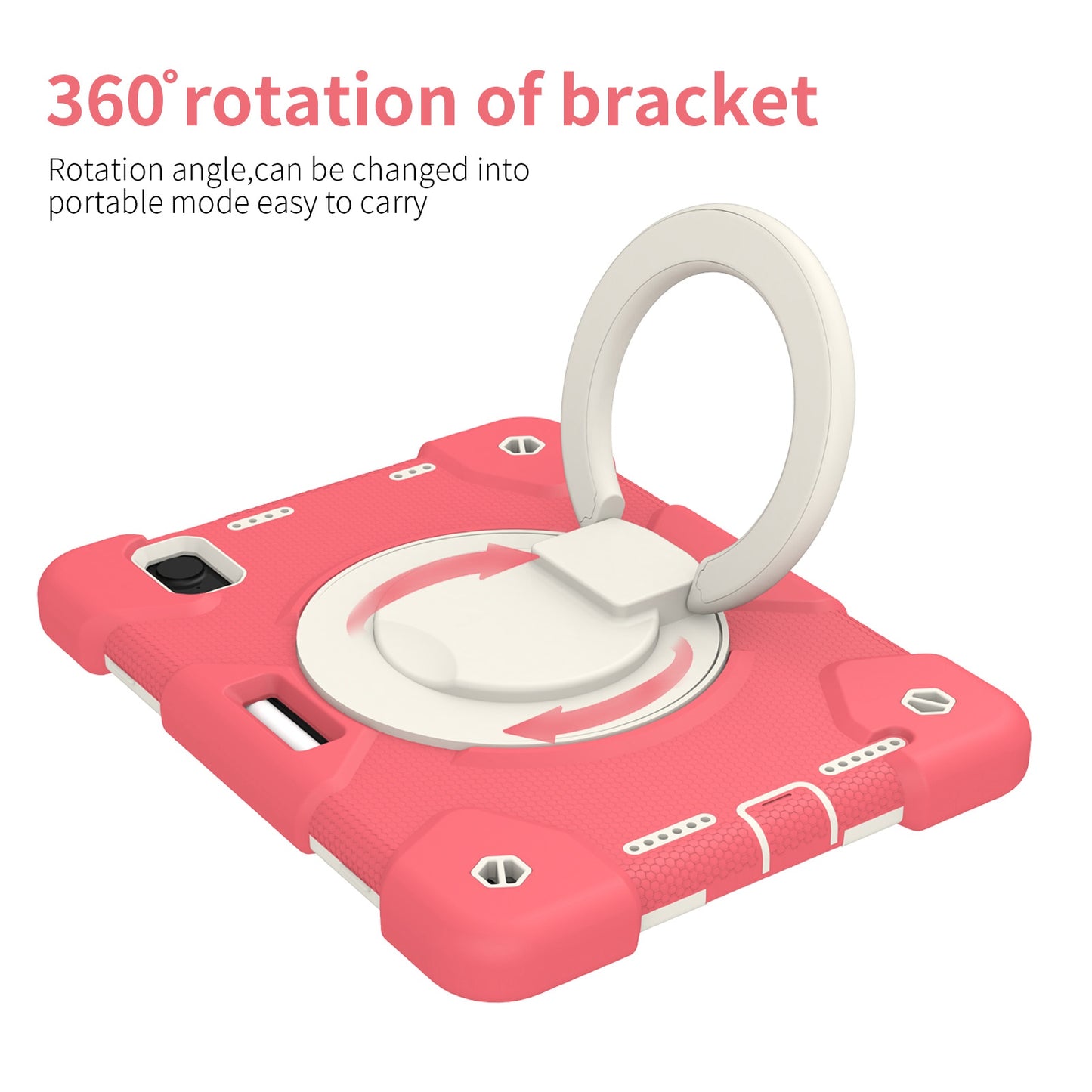 For iPad mini (2021) Case Hard PC + Soft Silicone Shockproof Kickstand Cover with Pencil Holder and Shoulder Strap