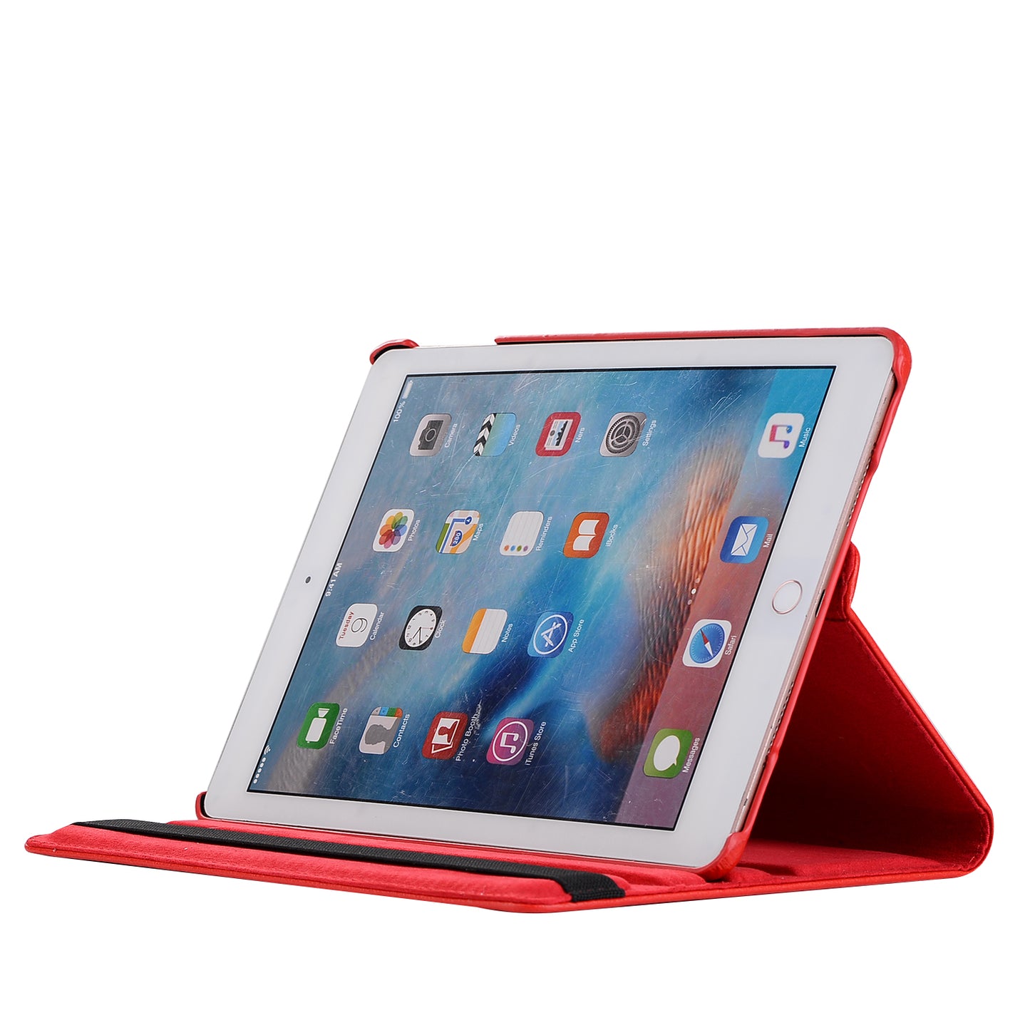 For iPad 9.7 (2018) / 9.7 (2017) Litchi Grain 360 Degree Rotary Stand Smart Leather Tablet Case