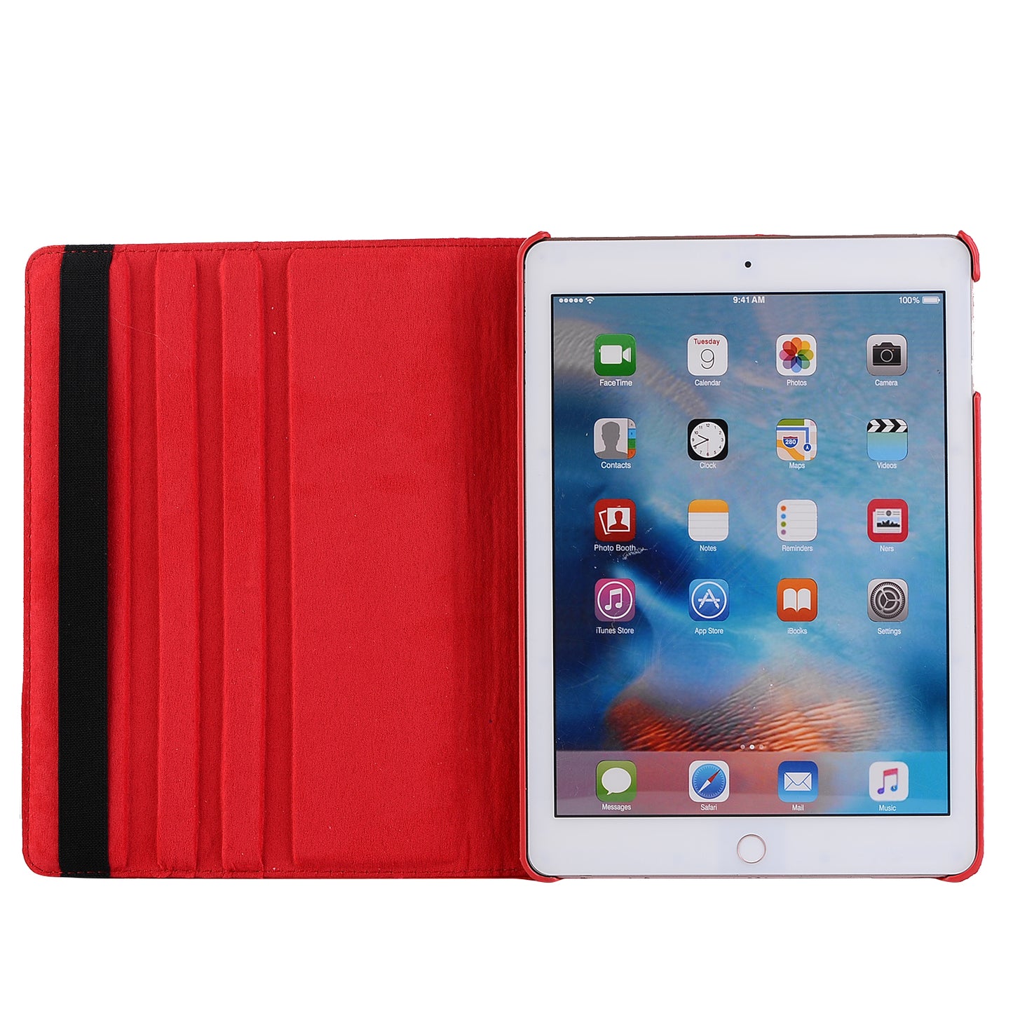 For iPad 9.7 (2018) / 9.7 (2017) Litchi Grain 360 Degree Rotary Stand Smart Leather Tablet Case