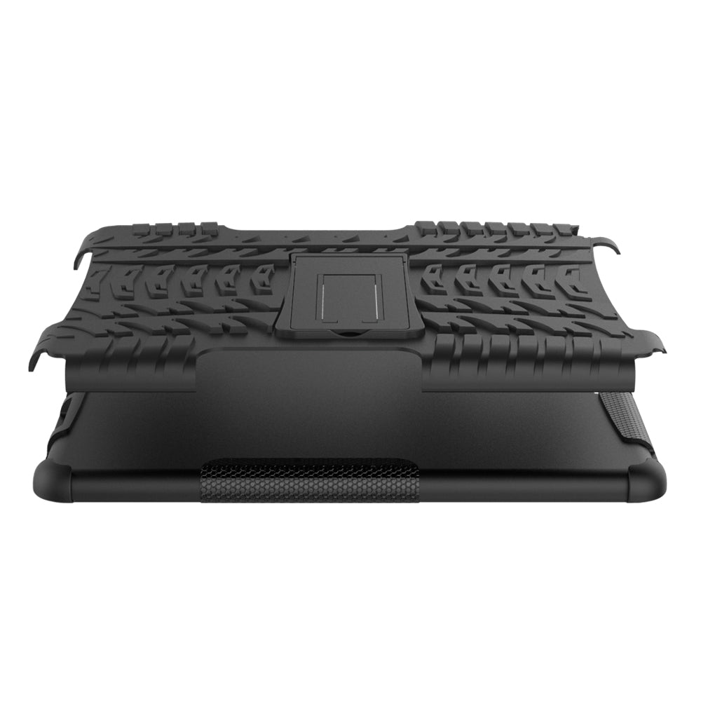 For iPad 9.7 (2018) / 9.7 (2017) Tyre Pattern Kickstand Hybrid PC + TPU Protective Case