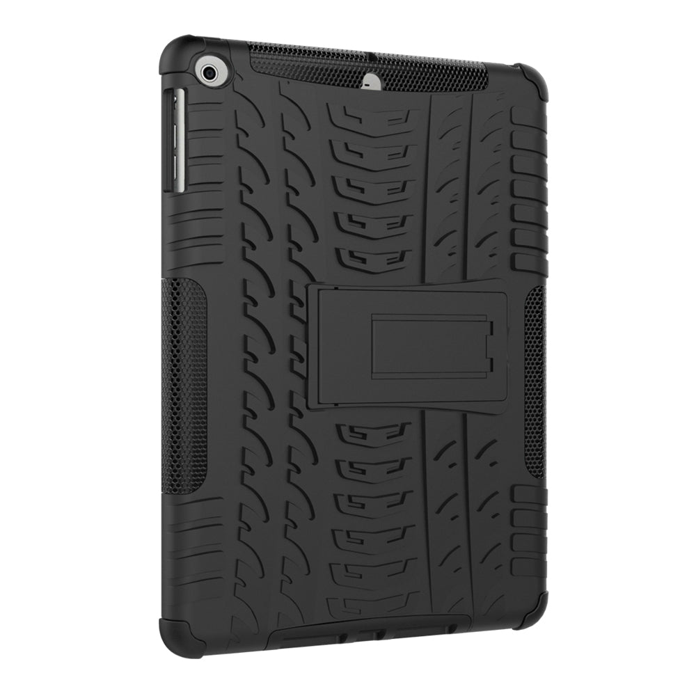 For iPad 9.7 (2018) / 9.7 (2017) Tyre Pattern Kickstand Hybrid PC + TPU Protective Case