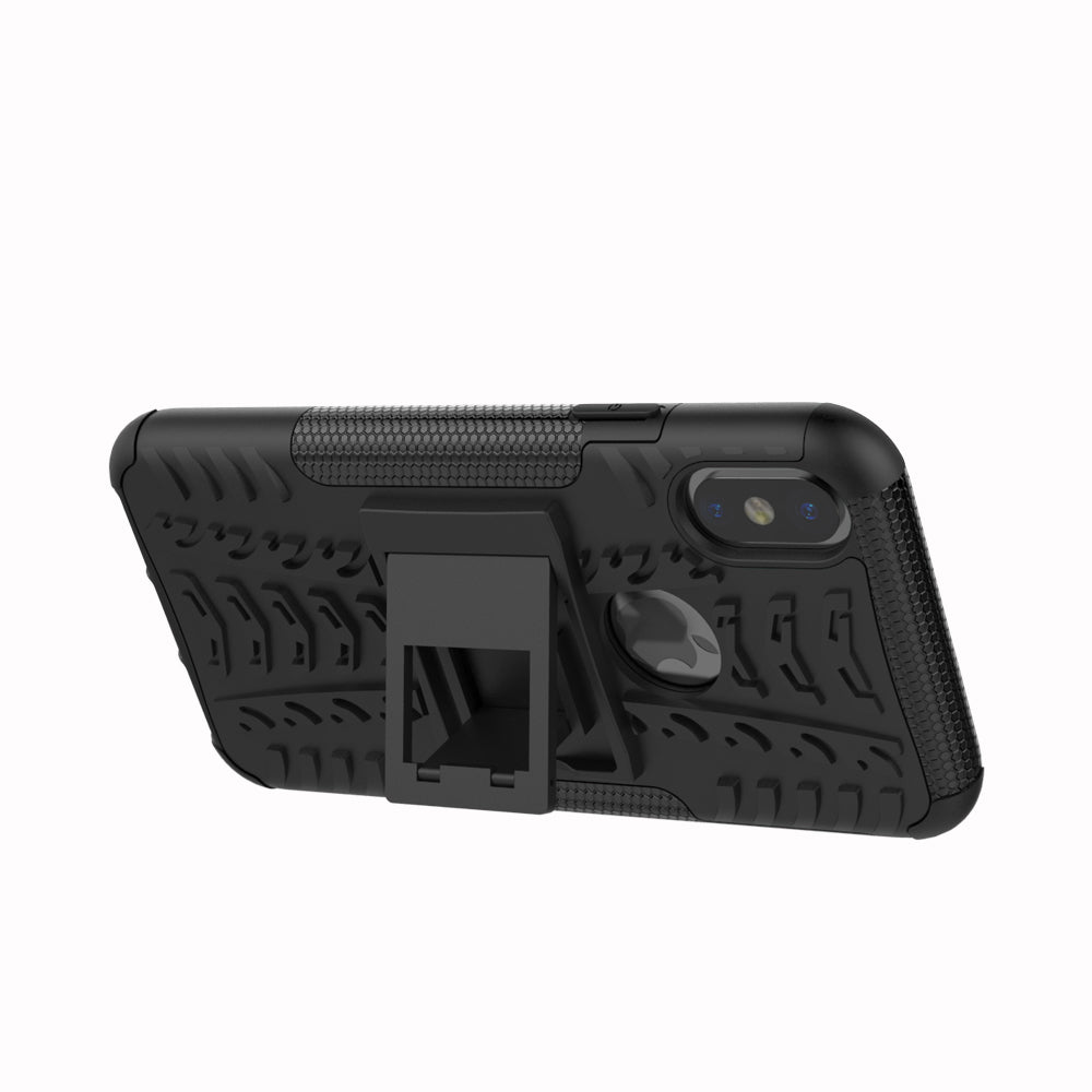 2-in-1 Tyre Pattern Kickstand PC + TPU Hybrid Phone Casing Cover for iPhone X/XS 5.8 inch