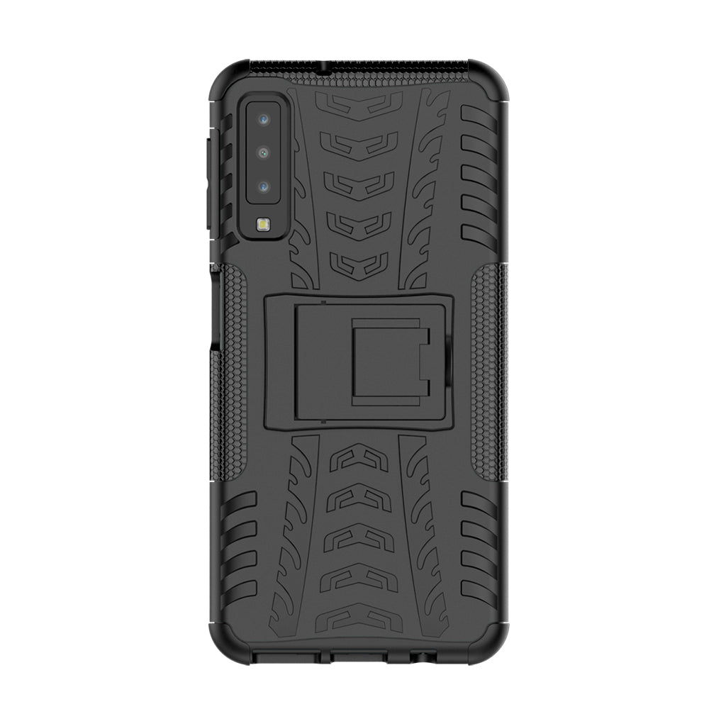 2-in-1 Tyre Pattern PC + TPU Hybrid Case with Kickstand for Samsung Galaxy A7 (2018) A750