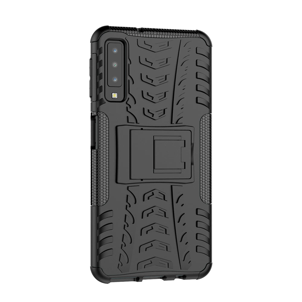 2-in-1 Tyre Pattern PC + TPU Hybrid Case with Kickstand for Samsung Galaxy A7 (2018) A750