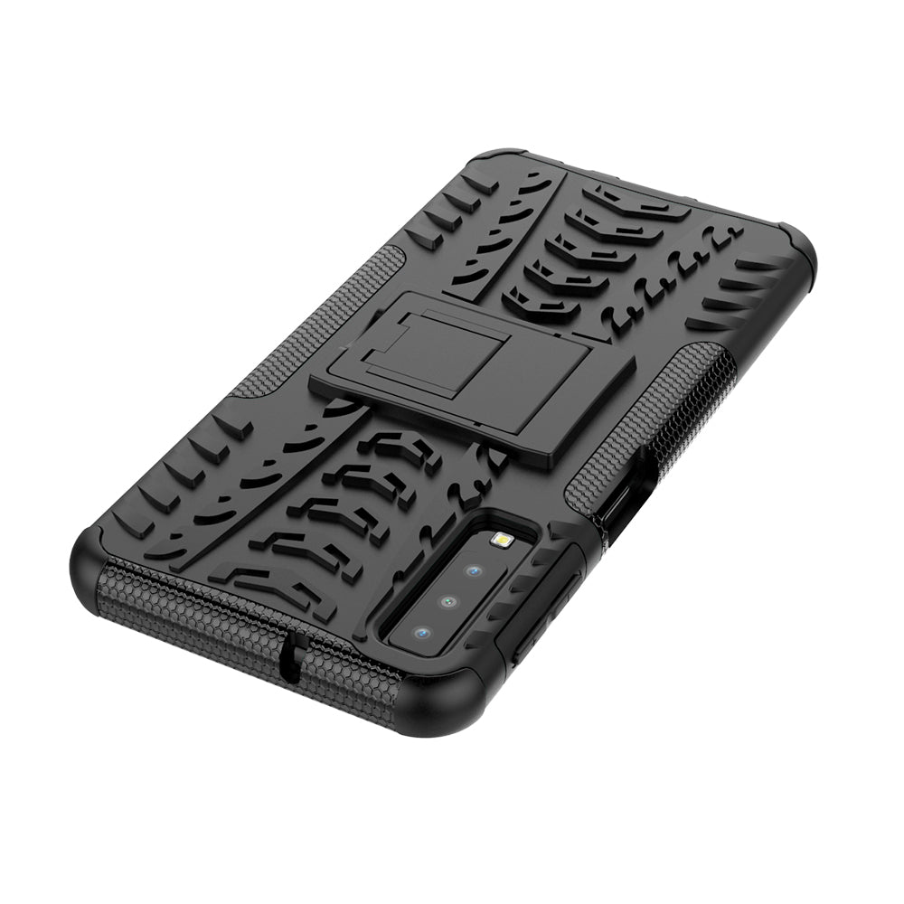 2-in-1 Tyre Pattern PC + TPU Hybrid Case with Kickstand for Samsung Galaxy A7 (2018) A750