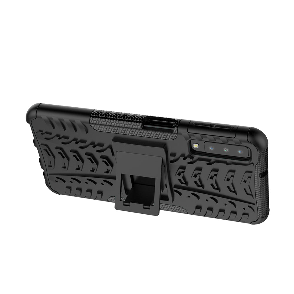 2-in-1 Tyre Pattern PC + TPU Hybrid Case with Kickstand for Samsung Galaxy A7 (2018) A750