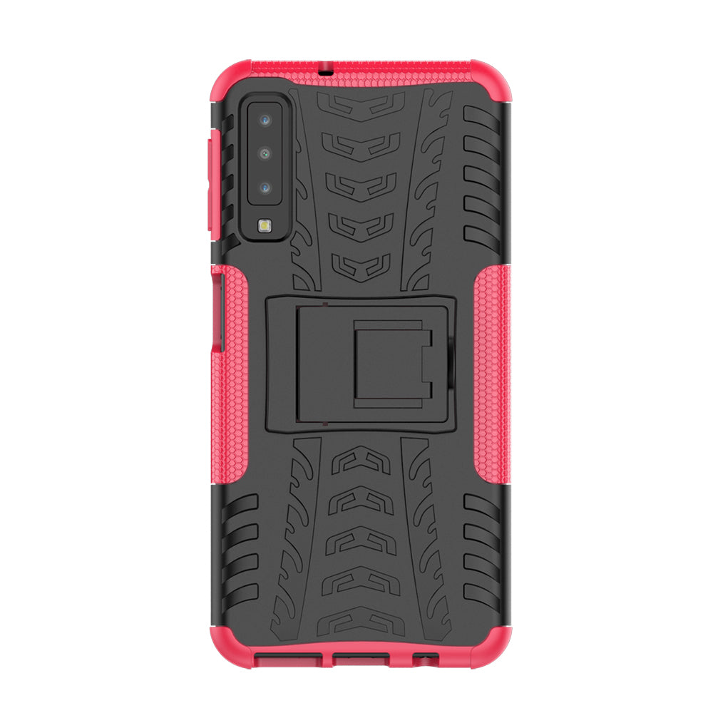 2-in-1 Tyre Pattern PC + TPU Hybrid Case with Kickstand for Samsung Galaxy A7 (2018) A750