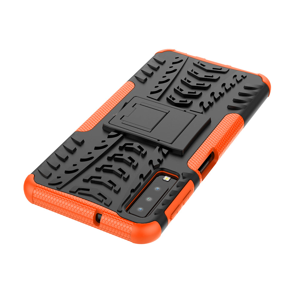 2-in-1 Tyre Pattern PC + TPU Hybrid Case with Kickstand for Samsung Galaxy A7 (2018) A750