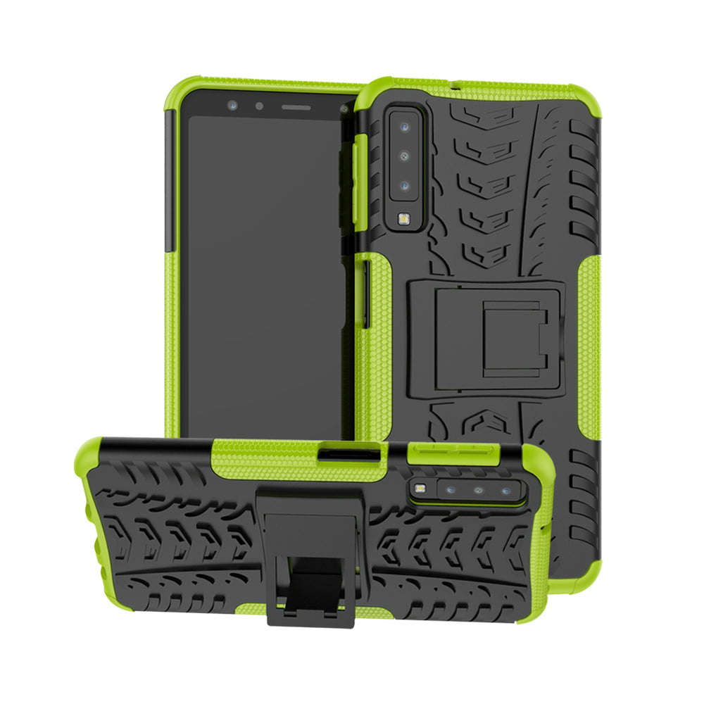 2-in-1 Tyre Pattern PC + TPU Hybrid Case with Kickstand for Samsung Galaxy A7 (2018) A750