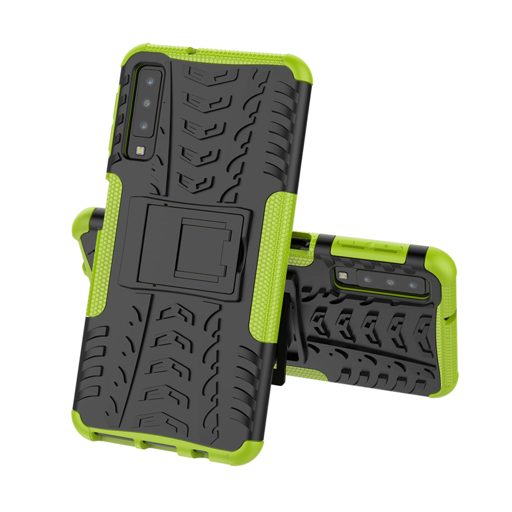 2-in-1 Tyre Pattern PC + TPU Hybrid Case with Kickstand for Samsung Galaxy A7 (2018) A750