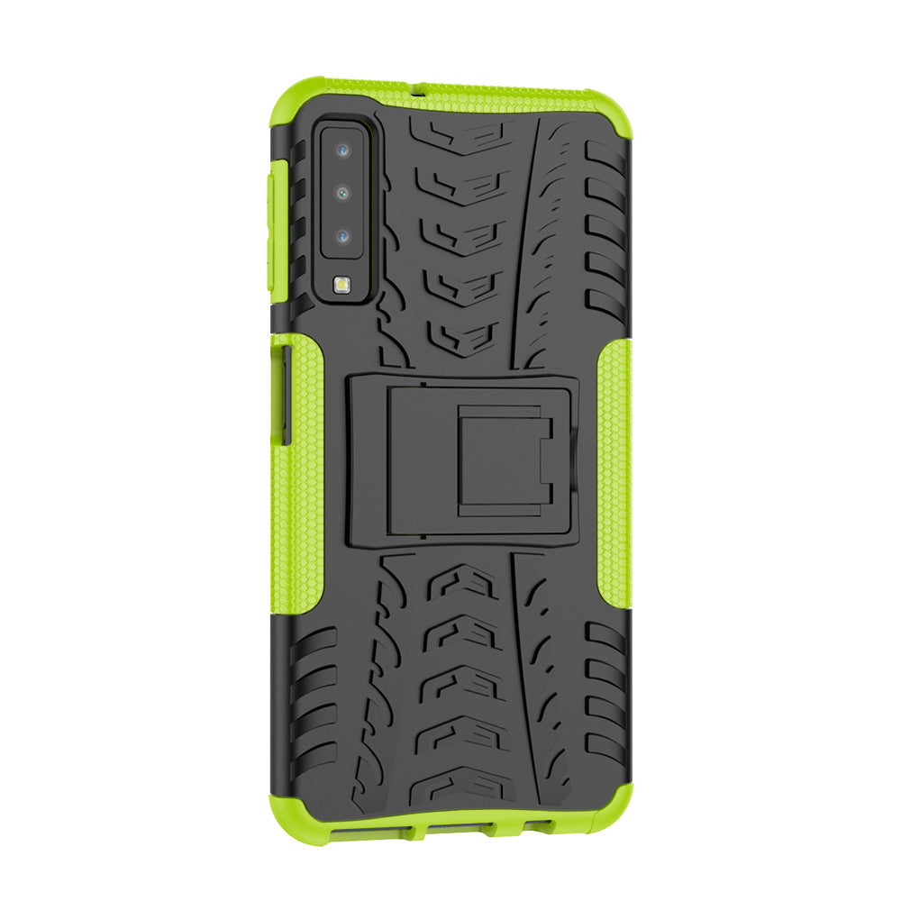 2-in-1 Tyre Pattern PC + TPU Hybrid Case with Kickstand for Samsung Galaxy A7 (2018) A750