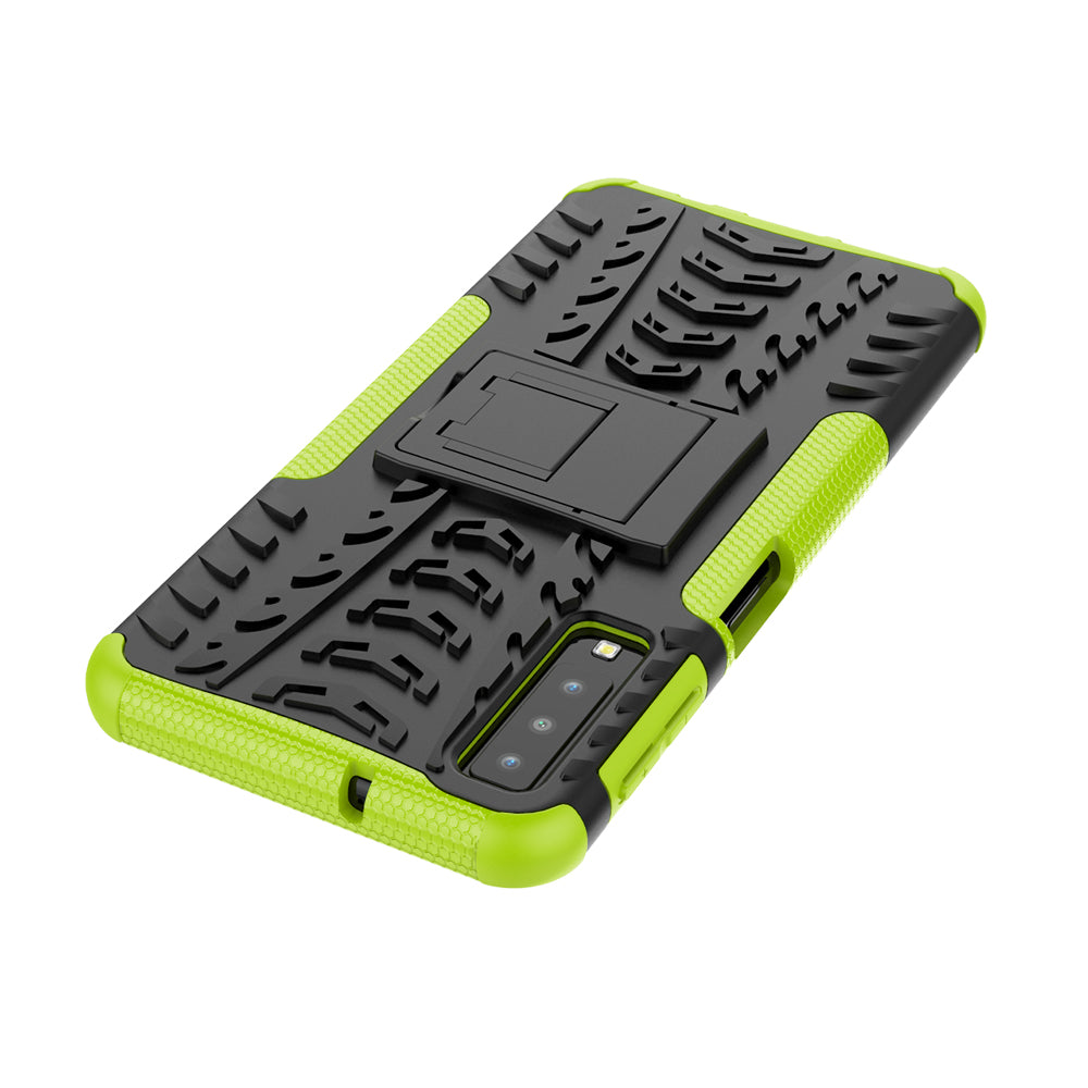 2-in-1 Tyre Pattern PC + TPU Hybrid Case with Kickstand for Samsung Galaxy A7 (2018) A750