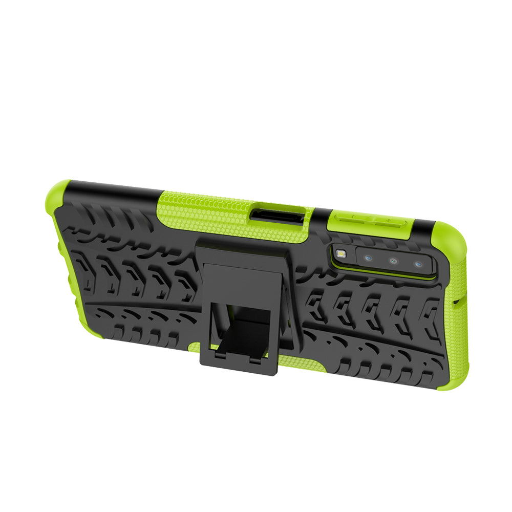 2-in-1 Tyre Pattern PC + TPU Hybrid Case with Kickstand for Samsung Galaxy A7 (2018) A750