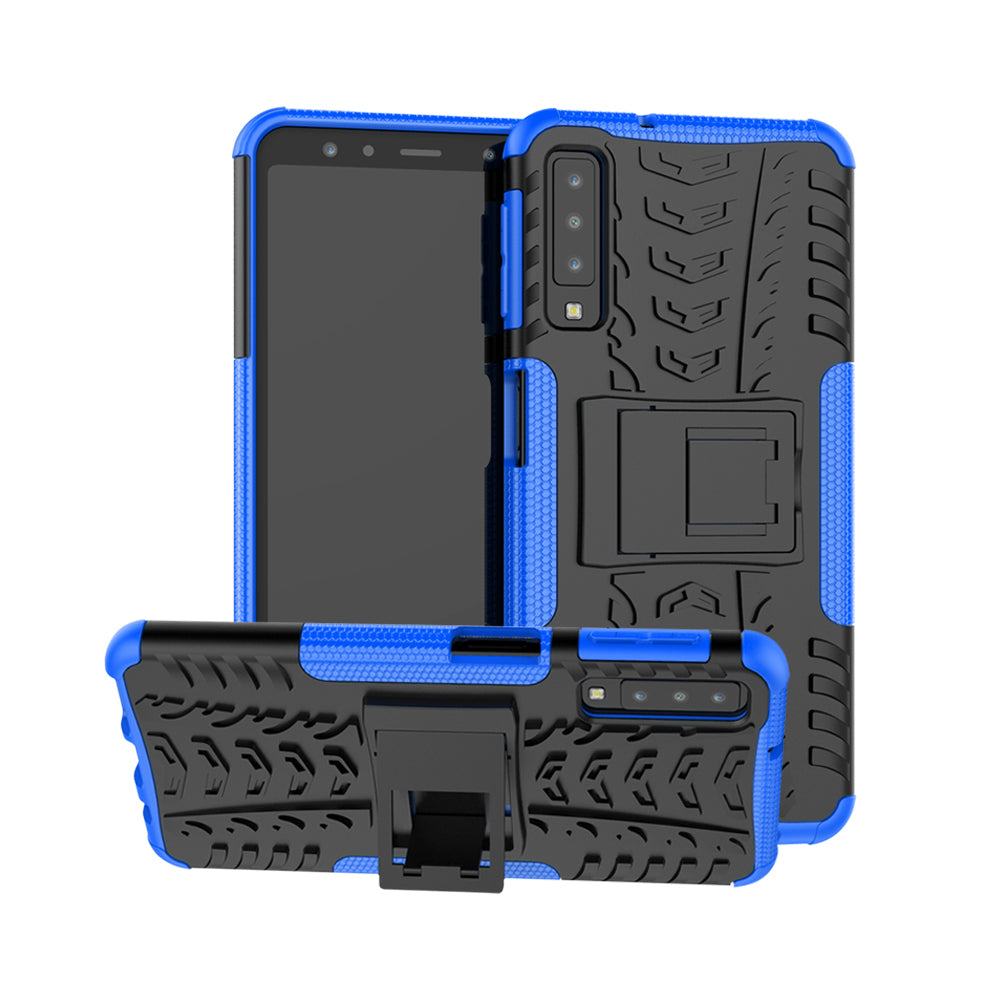 2-in-1 Tyre Pattern PC + TPU Hybrid Case with Kickstand for Samsung Galaxy A7 (2018) A750