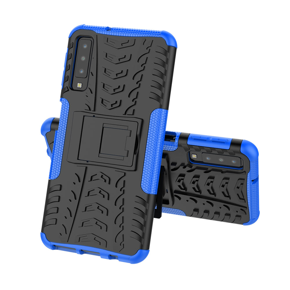 2-in-1 Tyre Pattern PC + TPU Hybrid Case with Kickstand for Samsung Galaxy A7 (2018) A750