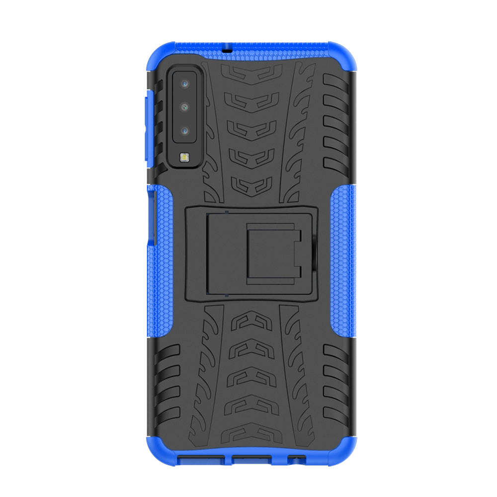 2-in-1 Tyre Pattern PC + TPU Hybrid Case with Kickstand for Samsung Galaxy A7 (2018) A750