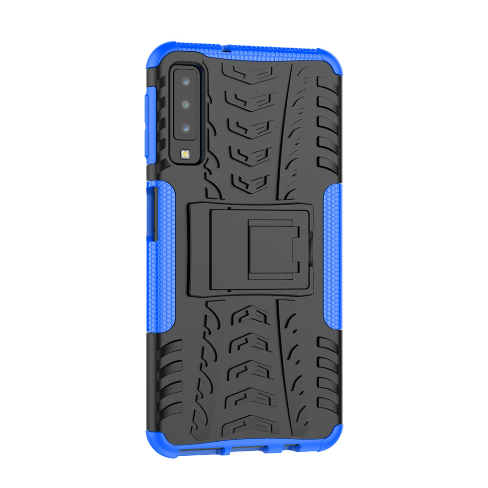 2-in-1 Tyre Pattern PC + TPU Hybrid Case with Kickstand for Samsung Galaxy A7 (2018) A750